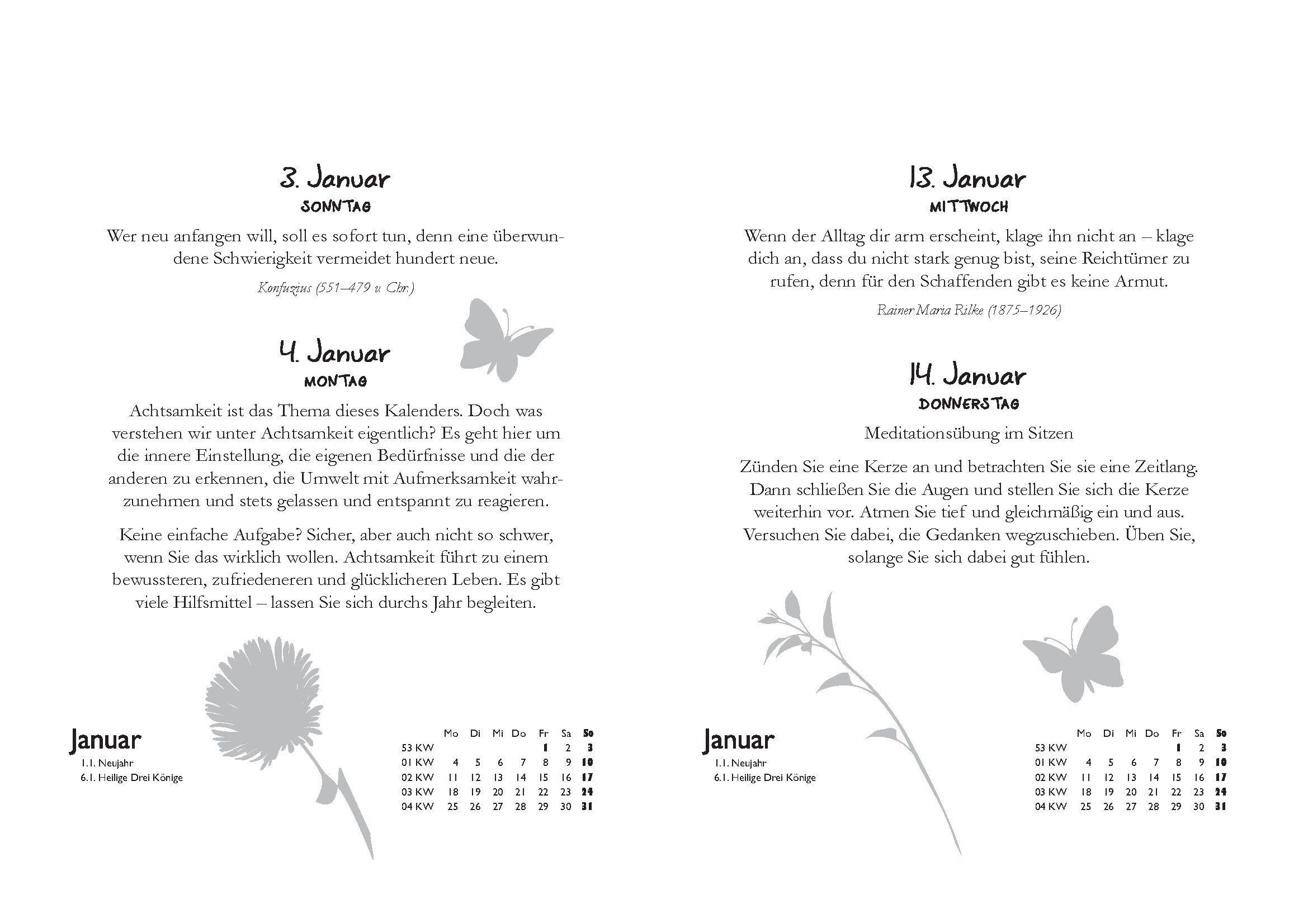 Beispielinhalt (Bild) Achtsamkeitskalender 2027