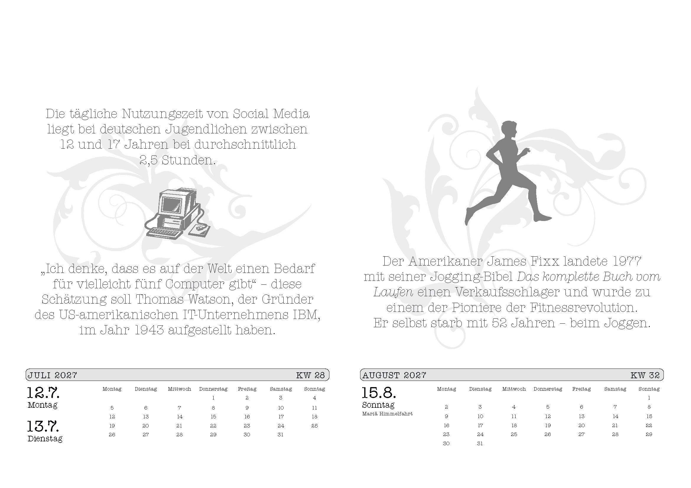 Beispielinhalt (Bild) Unnützes Wissen Kalender 2027