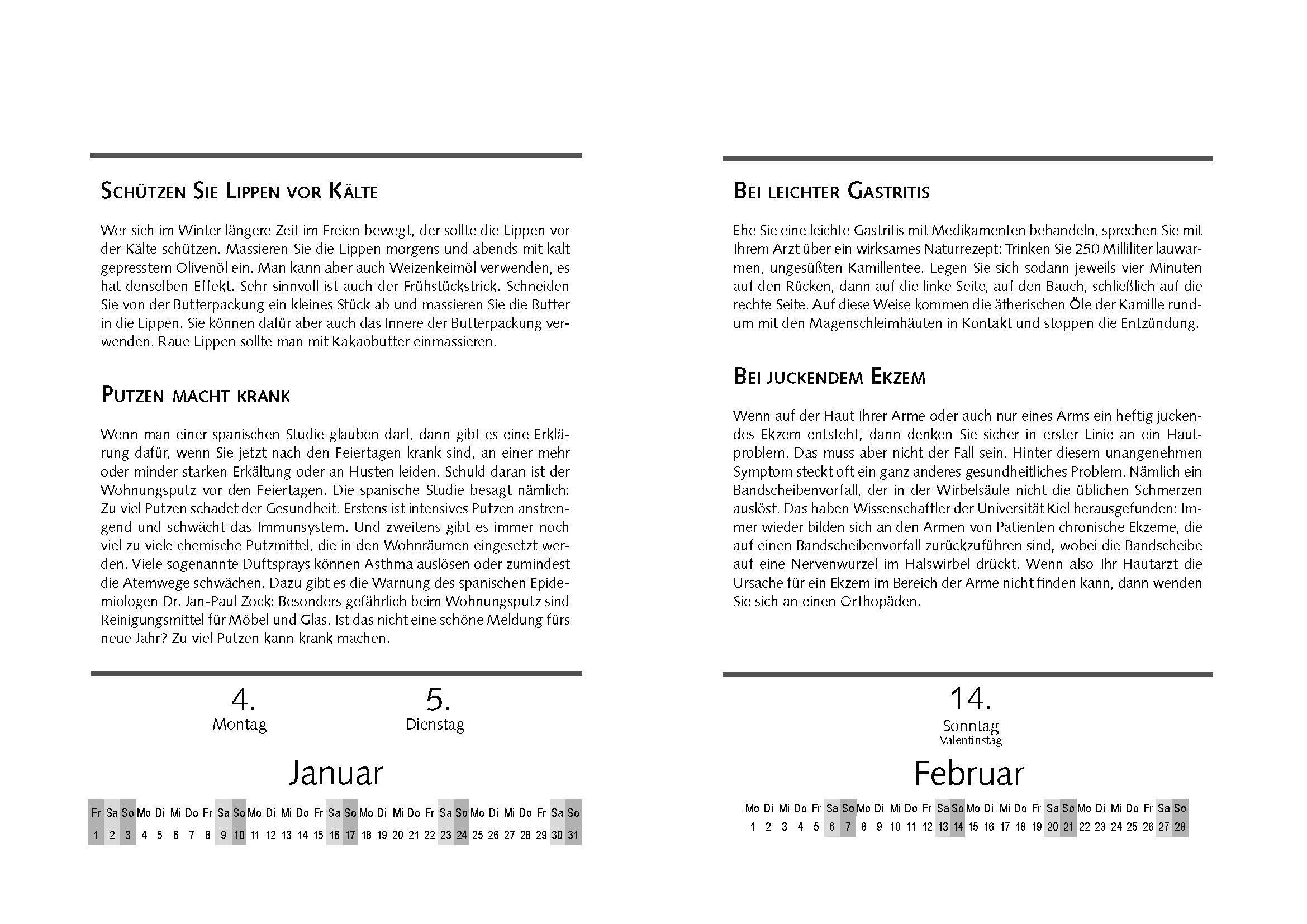 Beispielinhalt (Bild) Prof. Bankhofers Gesundheitskalender 2027