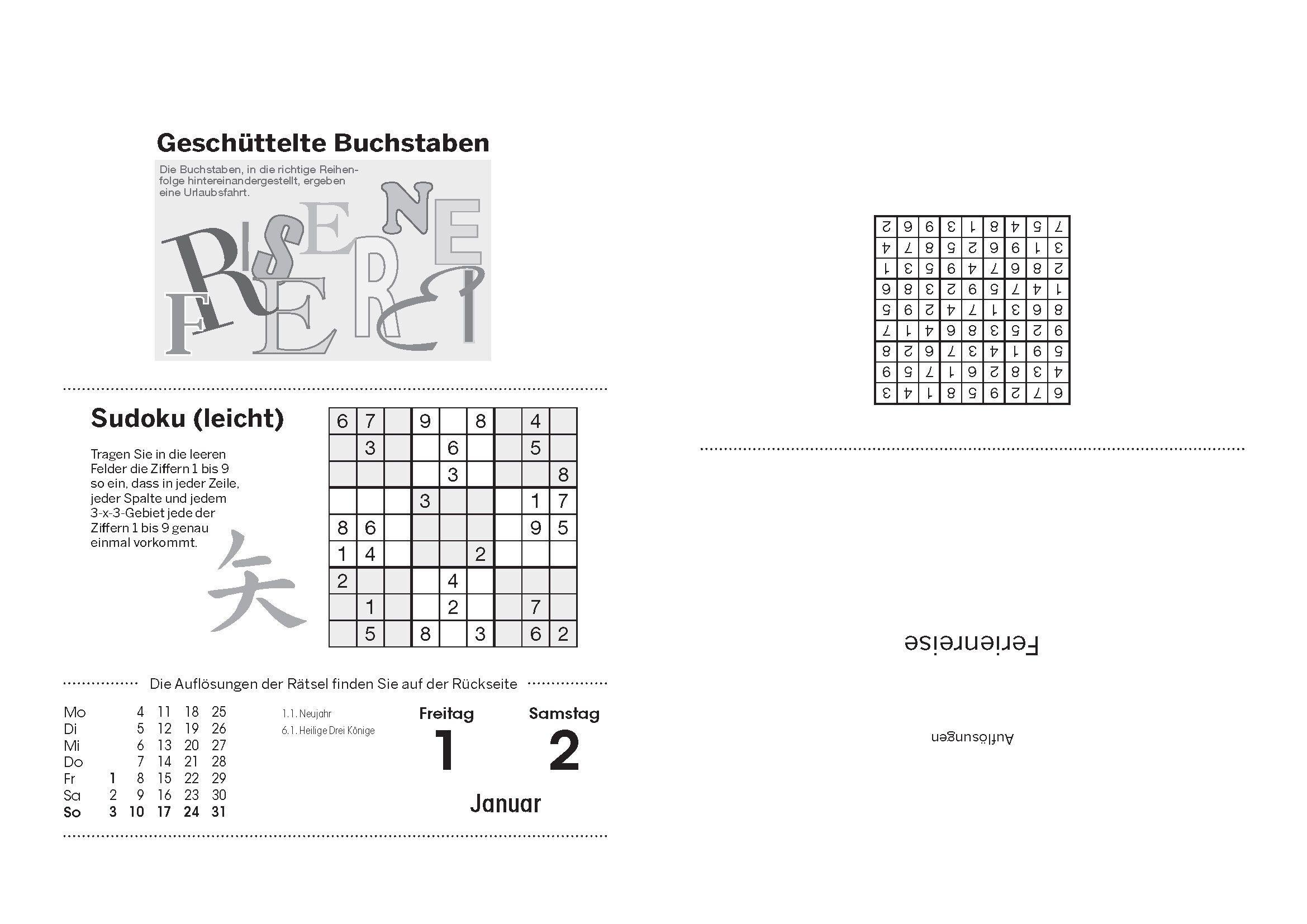 Beispielinhalt (Bild) Fit im Kopf - der Gehirnjogging-Kalender 2027