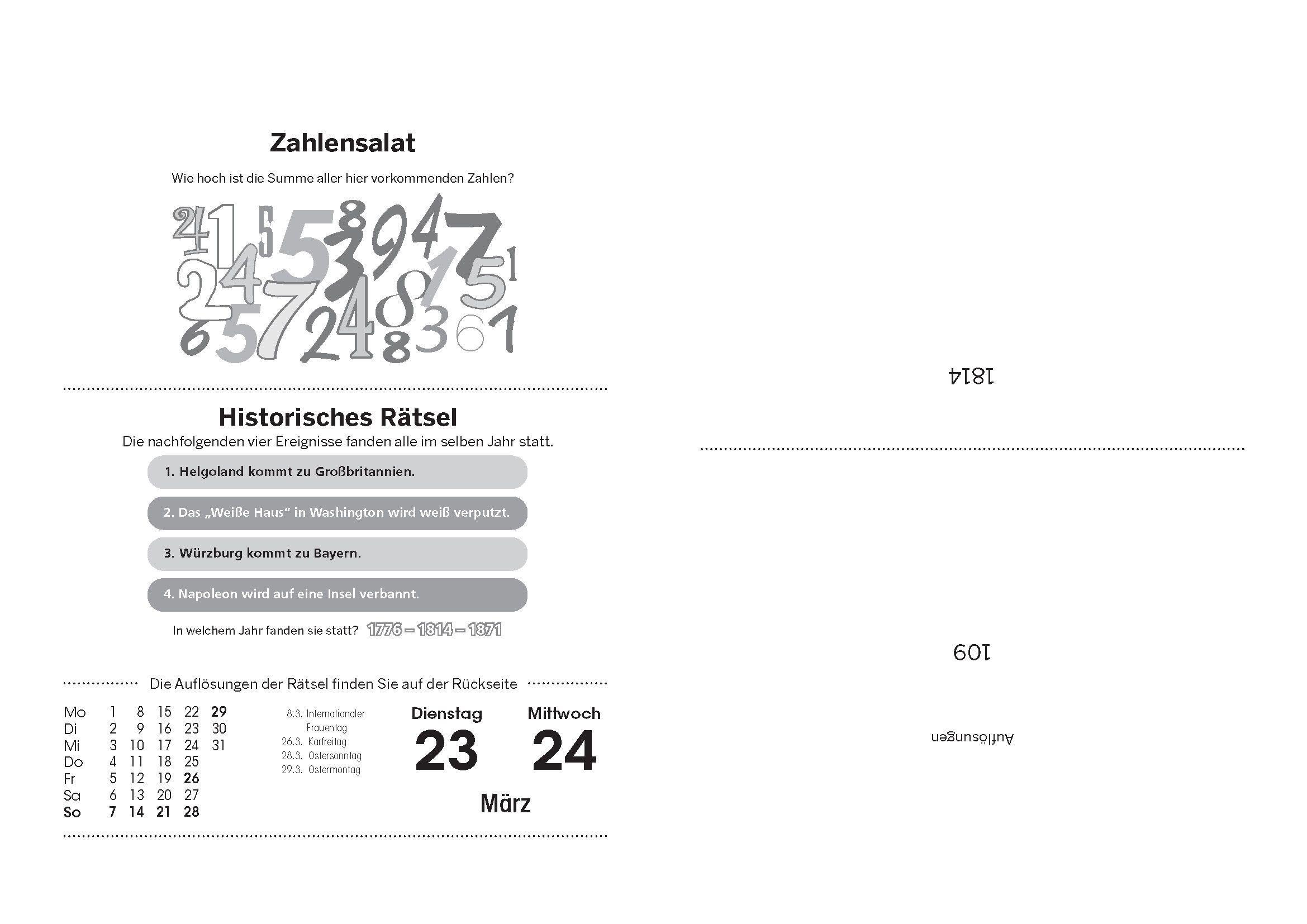 Beispielinhalt (Bild) Fit im Kopf - der Gehirnjogging-Kalender 2027