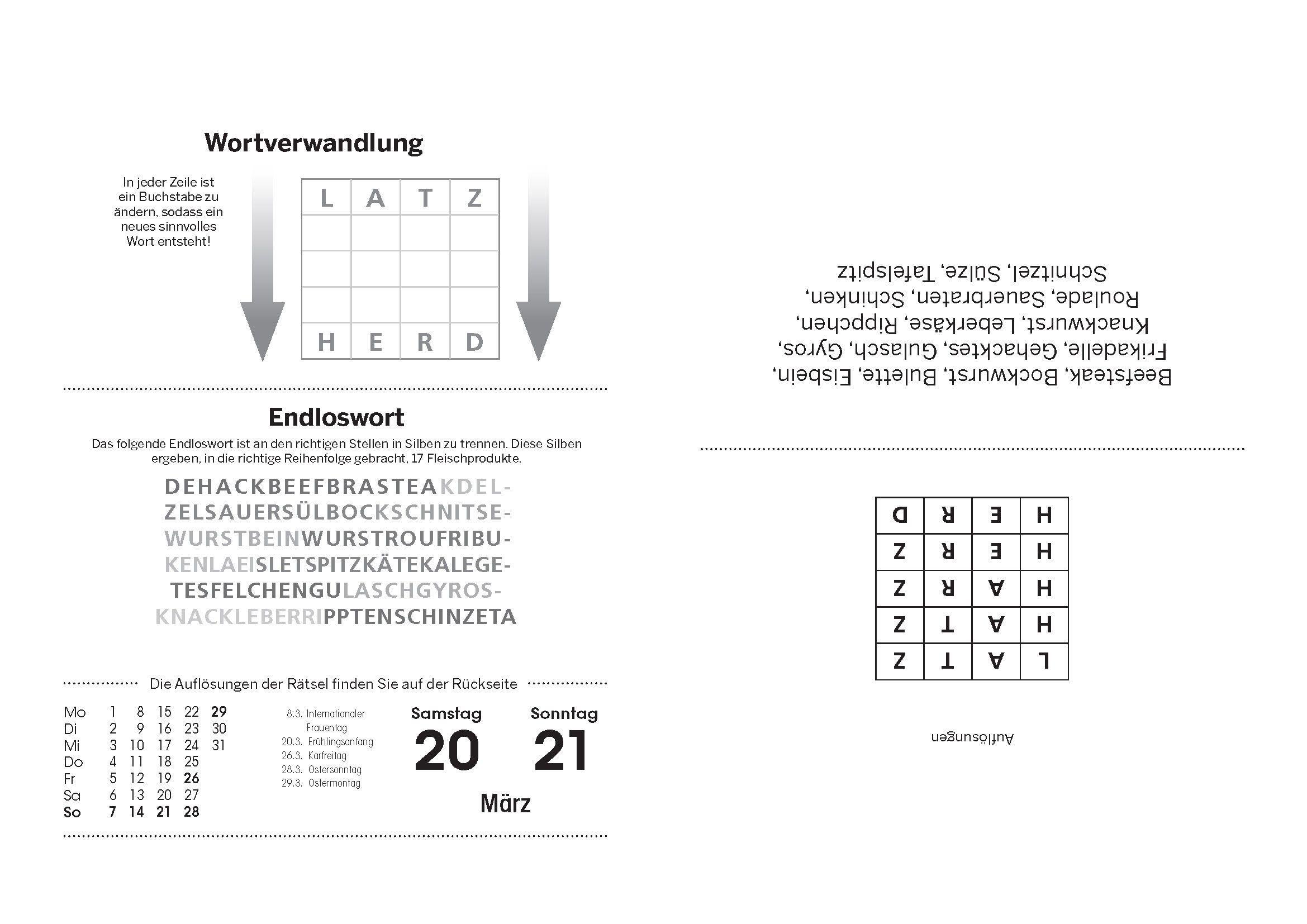 Beispielinhalt (Bild) Fit im Kopf - der Gehirnjogging-Kalender 2027