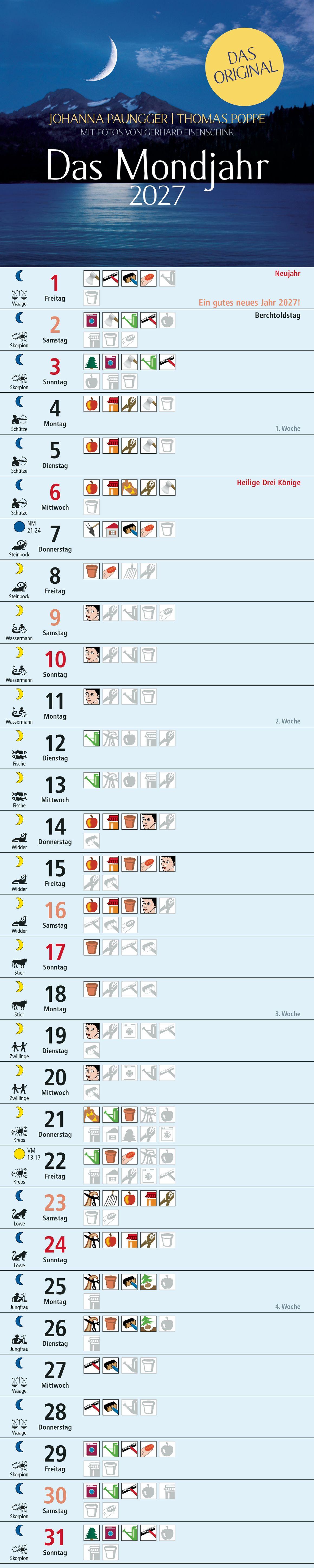 Vorderes Coverbild Das Mondjahr 2027 - Streifenkalender