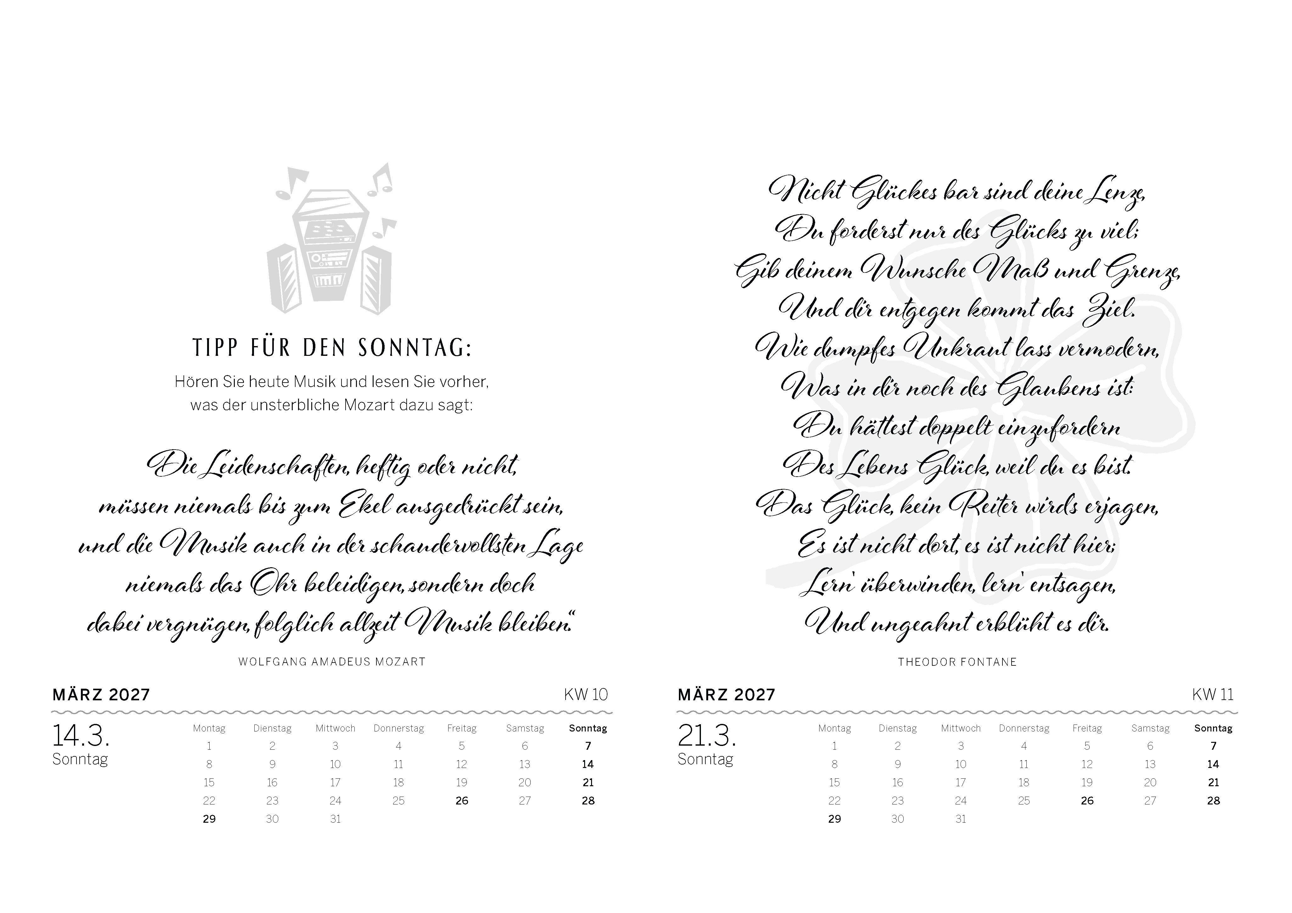 Beispielinhalt (Bild) Glückskalender 2027