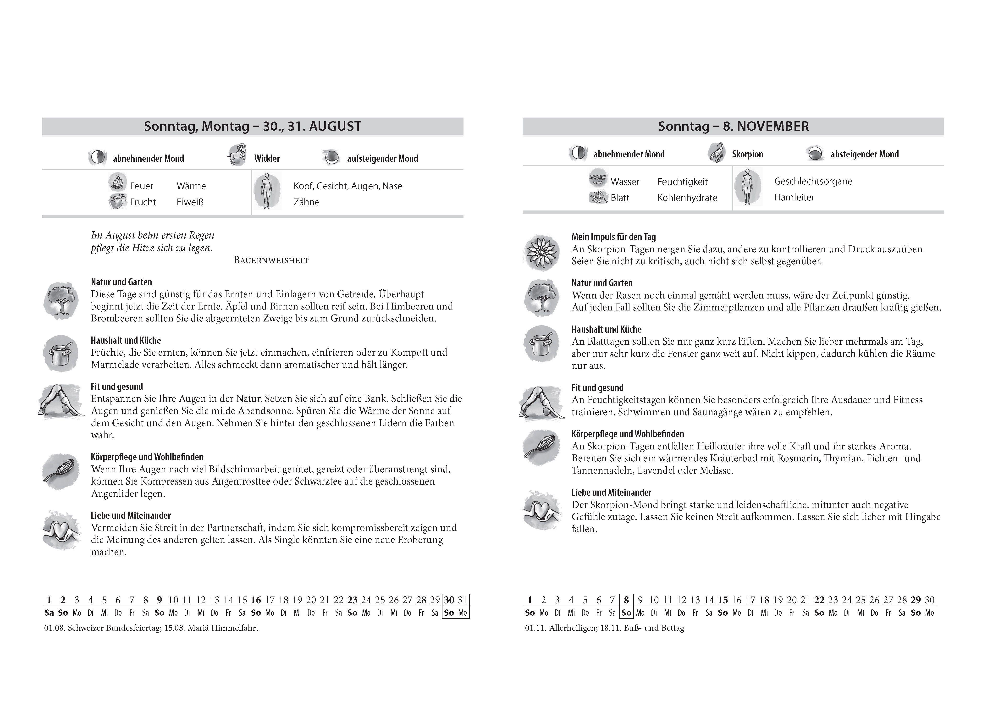 Beispielinhalt (Bild) Mondkalender 2027