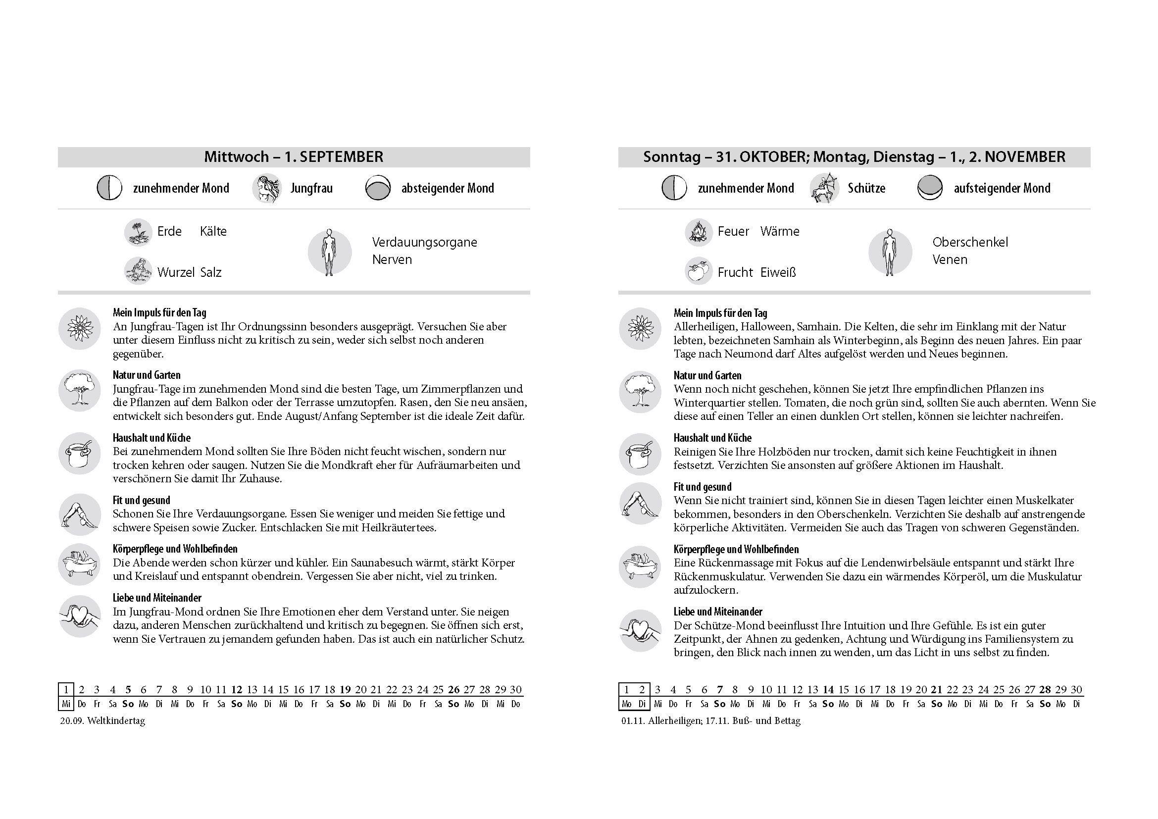 Beispielinhalt (Bild) Mondkalender 2027