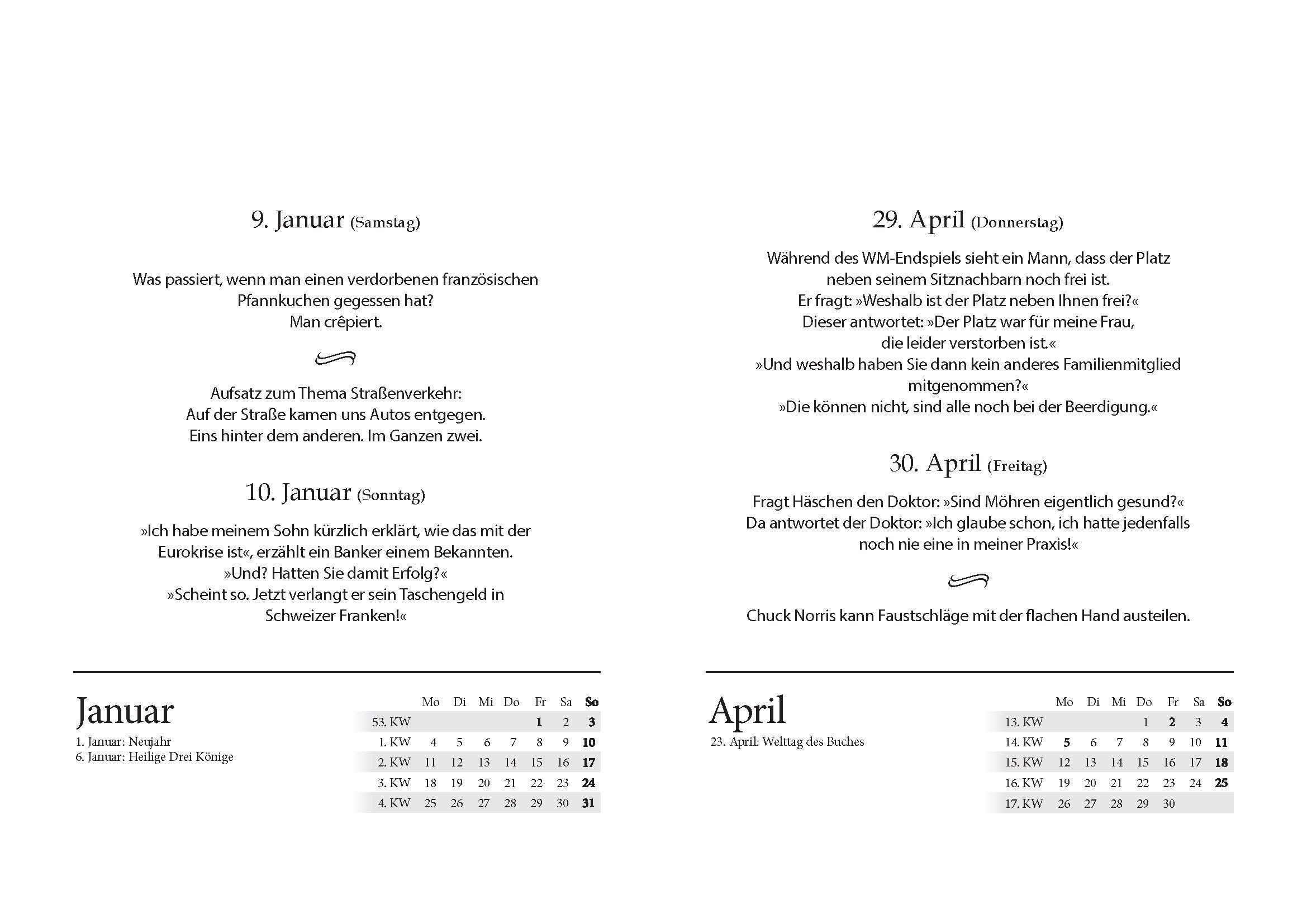 Beispielinhalt (Bild) Witzekalender 2027