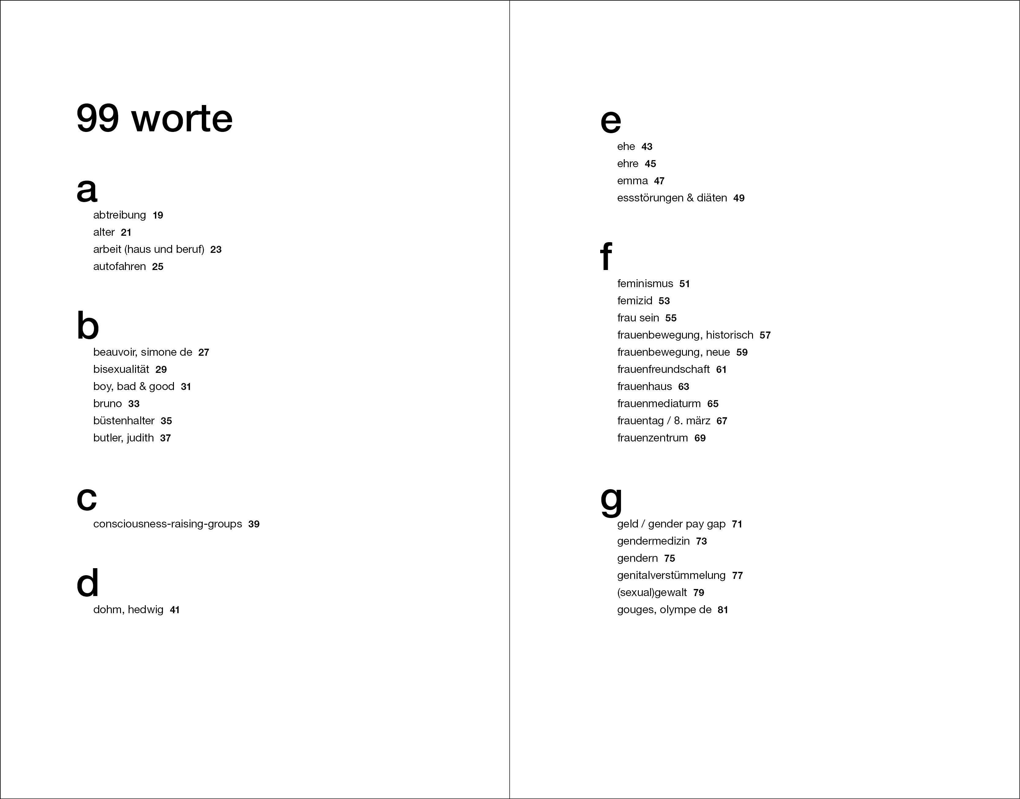 Beispielinhalt (Bild) Feminismus pur. 99 Worte.