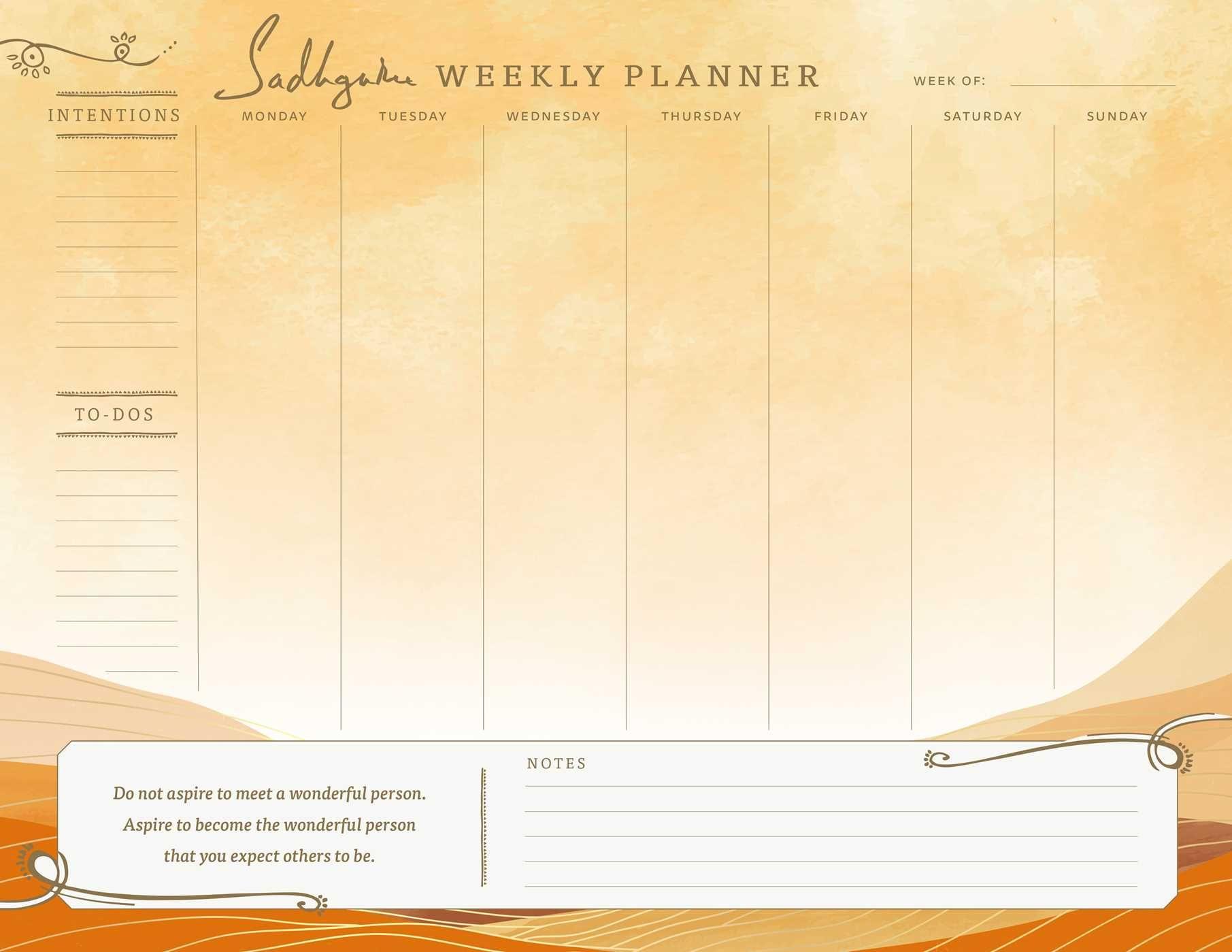 Vorderes Coverbild Sadhguru Weekly Planner Notepad