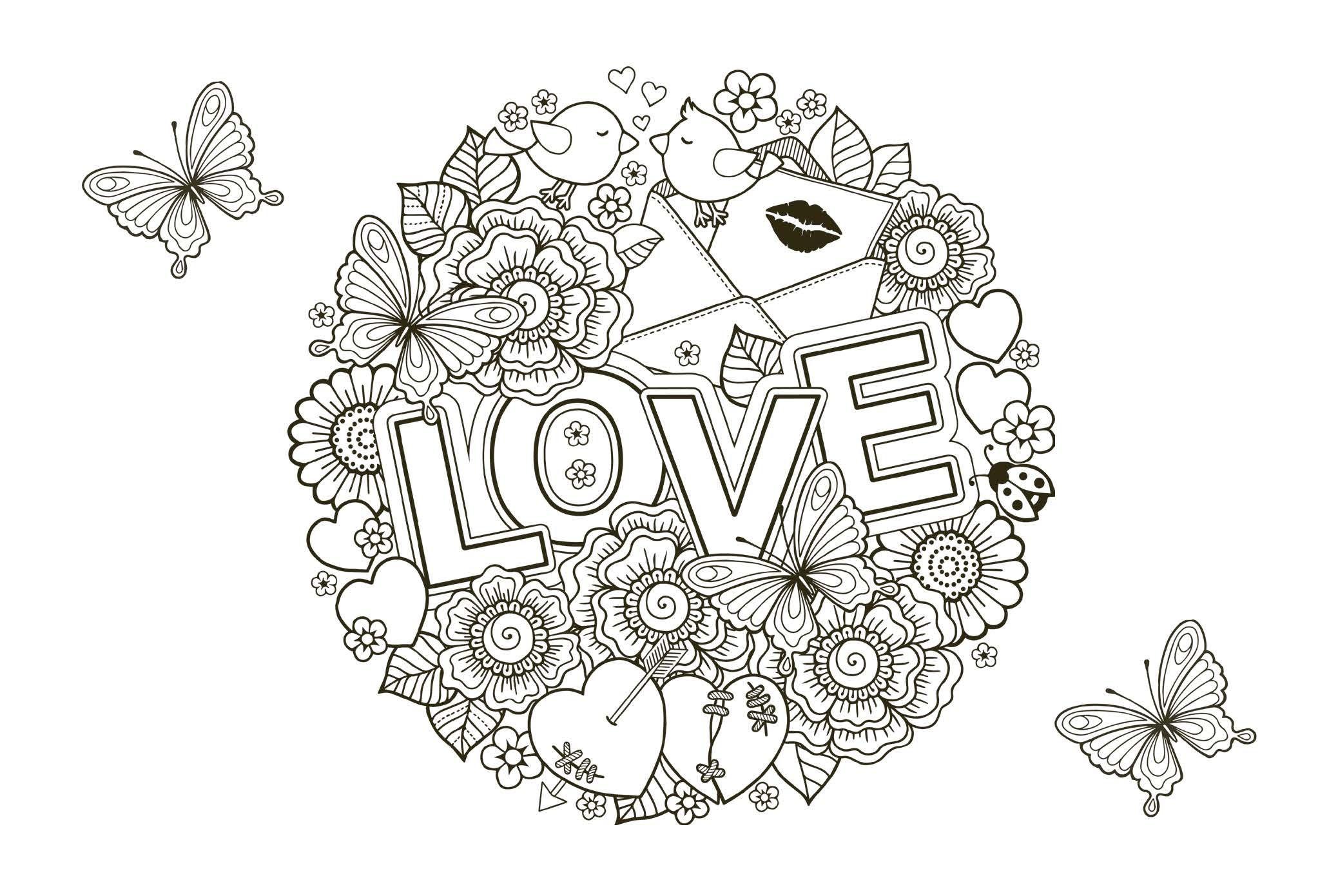 Beispielinhalt (Bild) 50 cozy Karten zum Ausmalen - Liebe Grüße