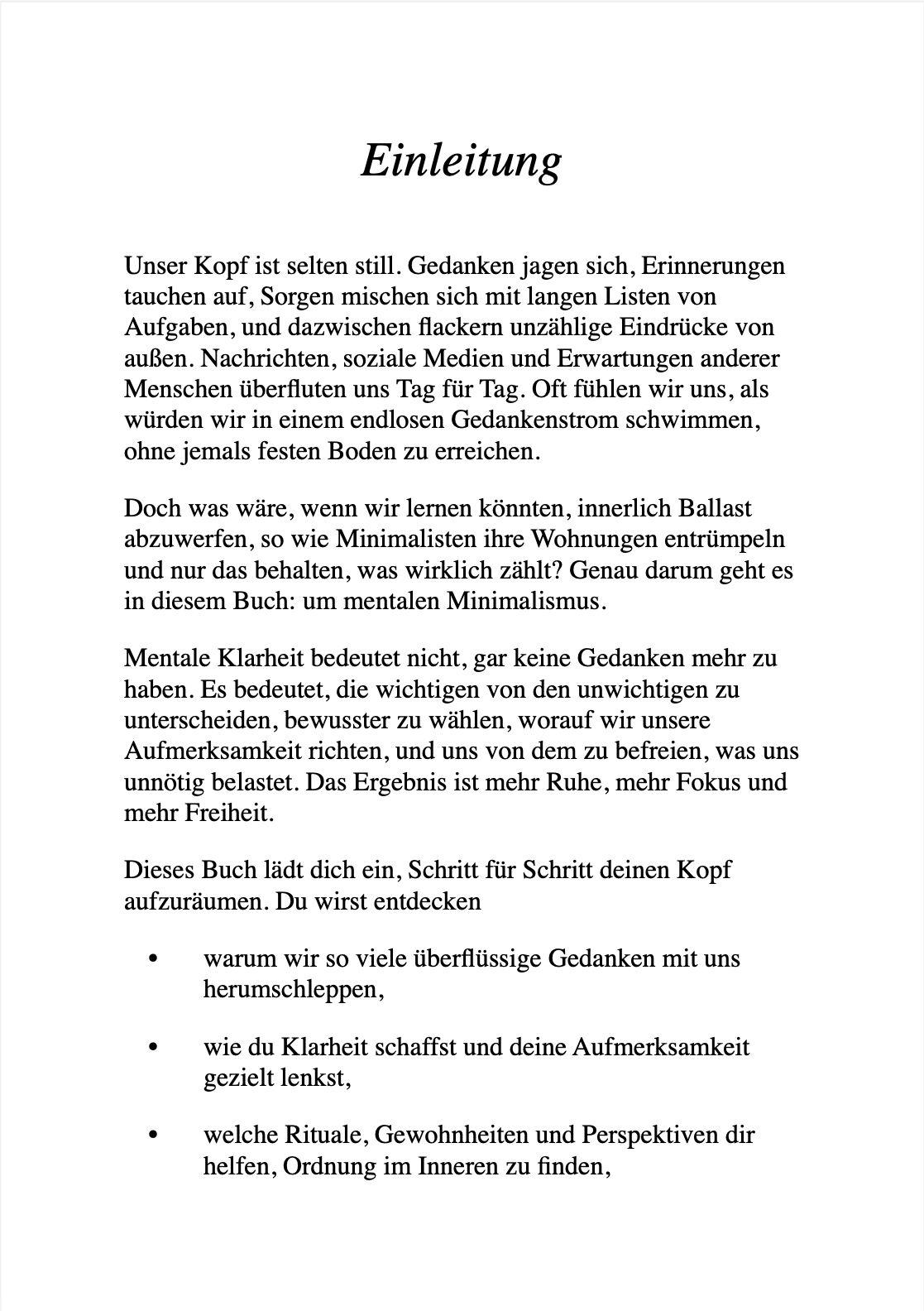 Beispielinhalt (Bild) MENTALER MINIMALISMUS