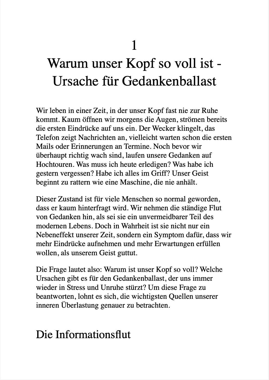 Beispielinhalt (Bild) MENTALER MINIMALISMUS