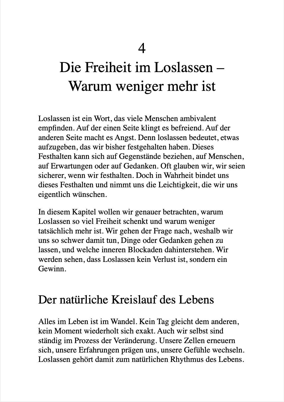 Beispielinhalt (Bild) MENTALER MINIMALISMUS