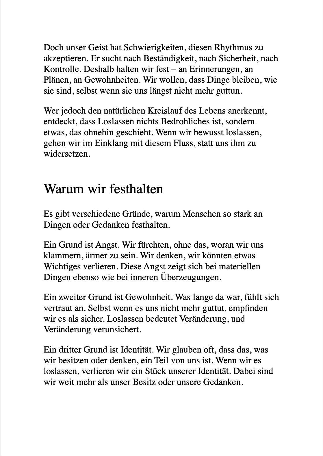 Beispielinhalt (Bild) MENTALER MINIMALISMUS