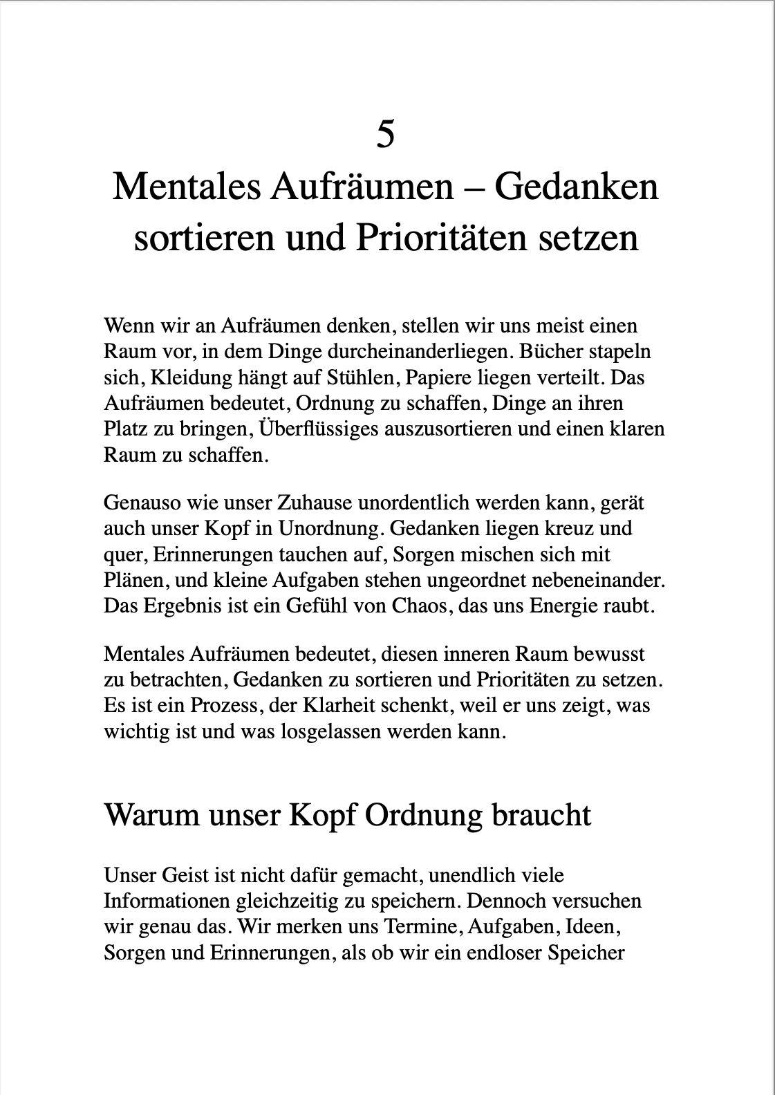 Beispielinhalt (Bild) MENTALER MINIMALISMUS