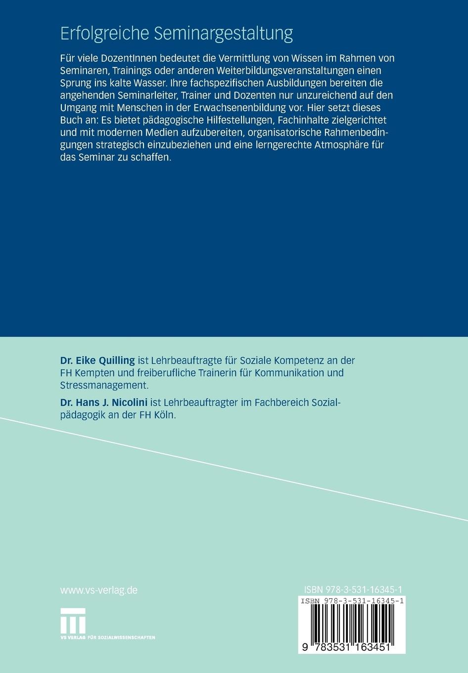 Rückseitencover Erfolgreiche Seminargestaltung