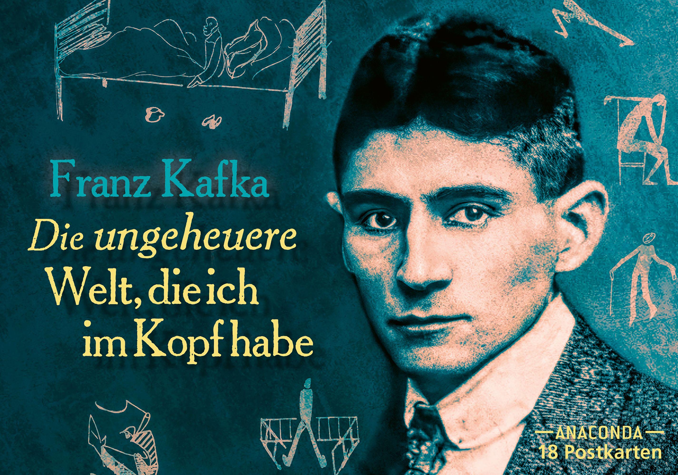 Vorderes Coverbild Postkarten-Set Franz Kafka - Die ungeheure Welt, die ich im Kopf habe