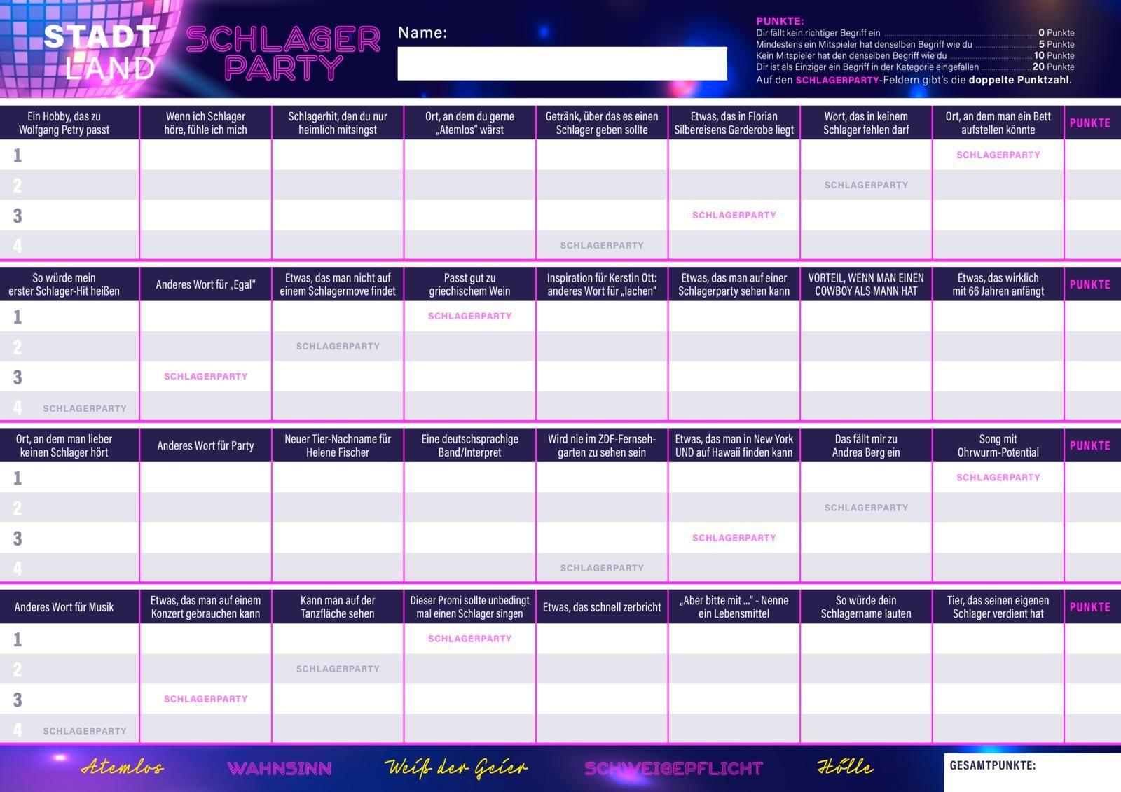 Beispielinhalt (Bild) Stadt, Land, Schlagerparty