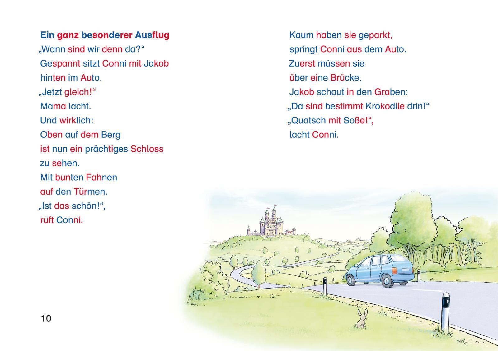 Beispielinhalt (Bild) LESEMAUS zum Lesenlernen Sammelbände: Die besten Conni-Silben-Geschichten