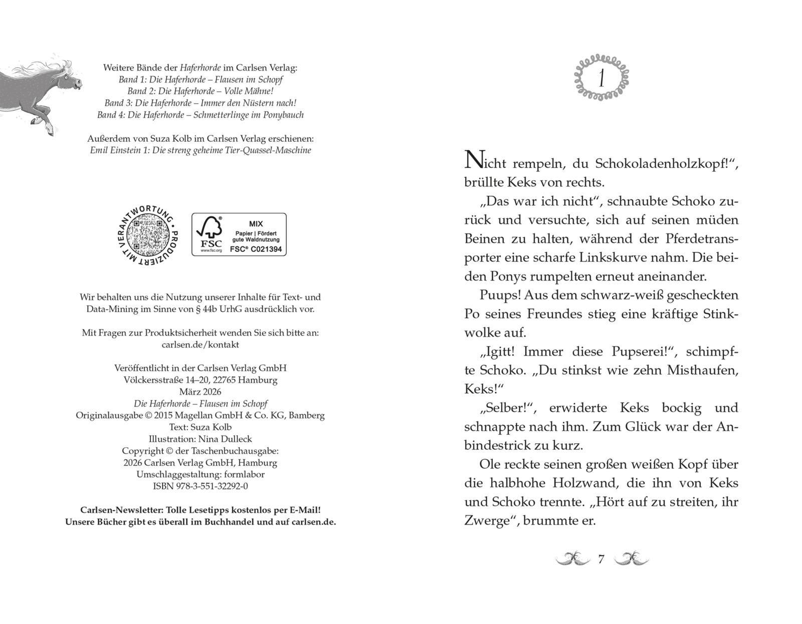 Beispielinhalt (Bild) Die Haferhorde 1: Flausen im Schopf