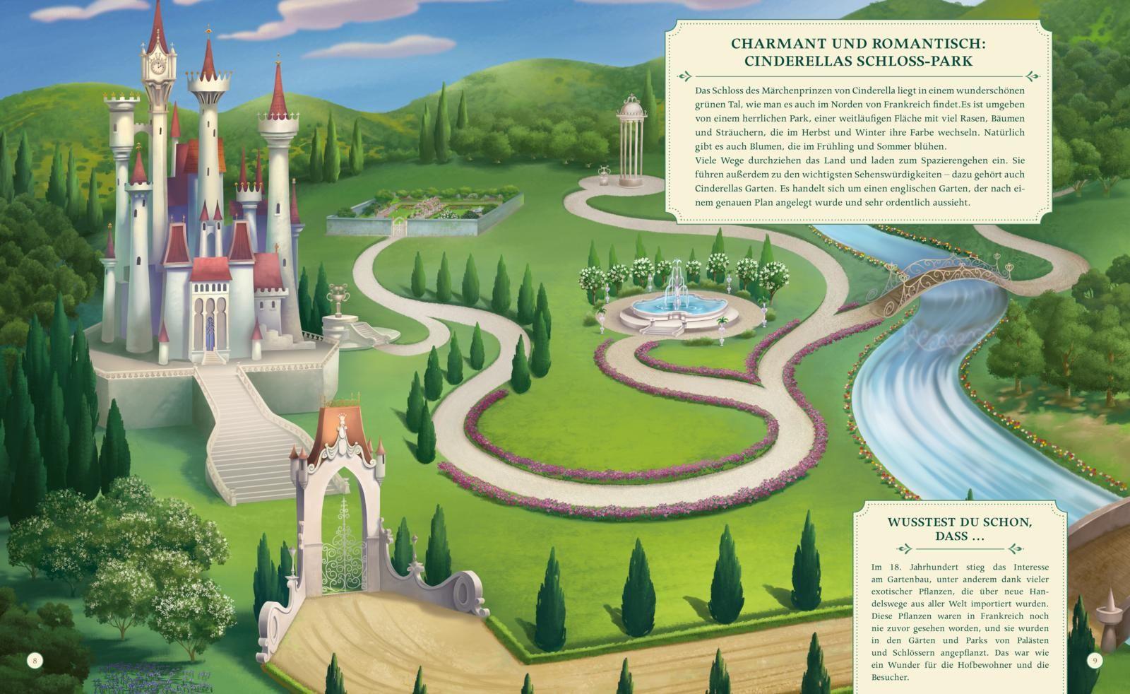 Beispielinhalt (Bild) Disney: Die zauberhafte Welt der Disney-Prinzessinnen - Entdecke, wie die Prinzessinnen leben (Schlösser, Gärten etc.)