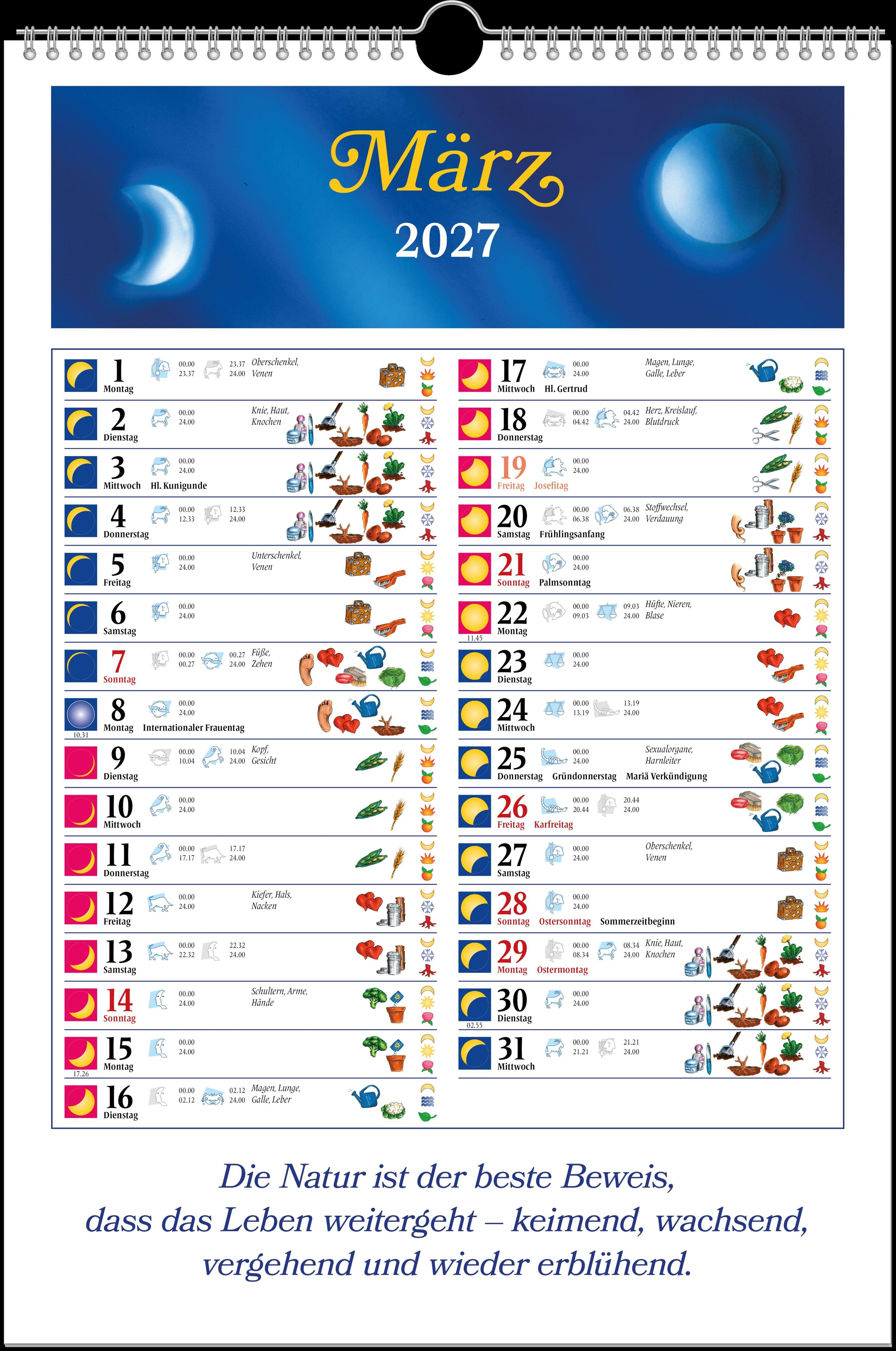 Beispielinhalt (Bild) Mondleben 2027