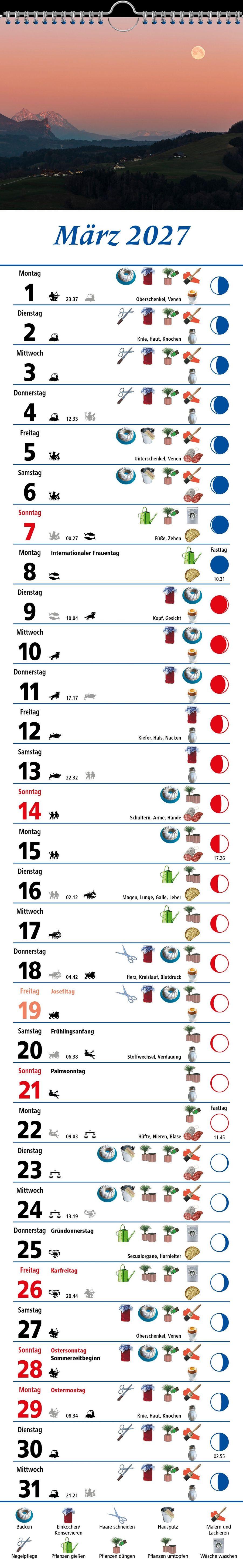 Beispielinhalt (Bild) Mondkalender 2027