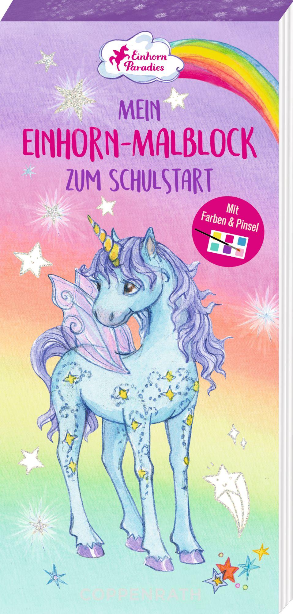Vorderes Coverbild Mini-Malblock - Mein Einhorn-Malblock zum Schulstart