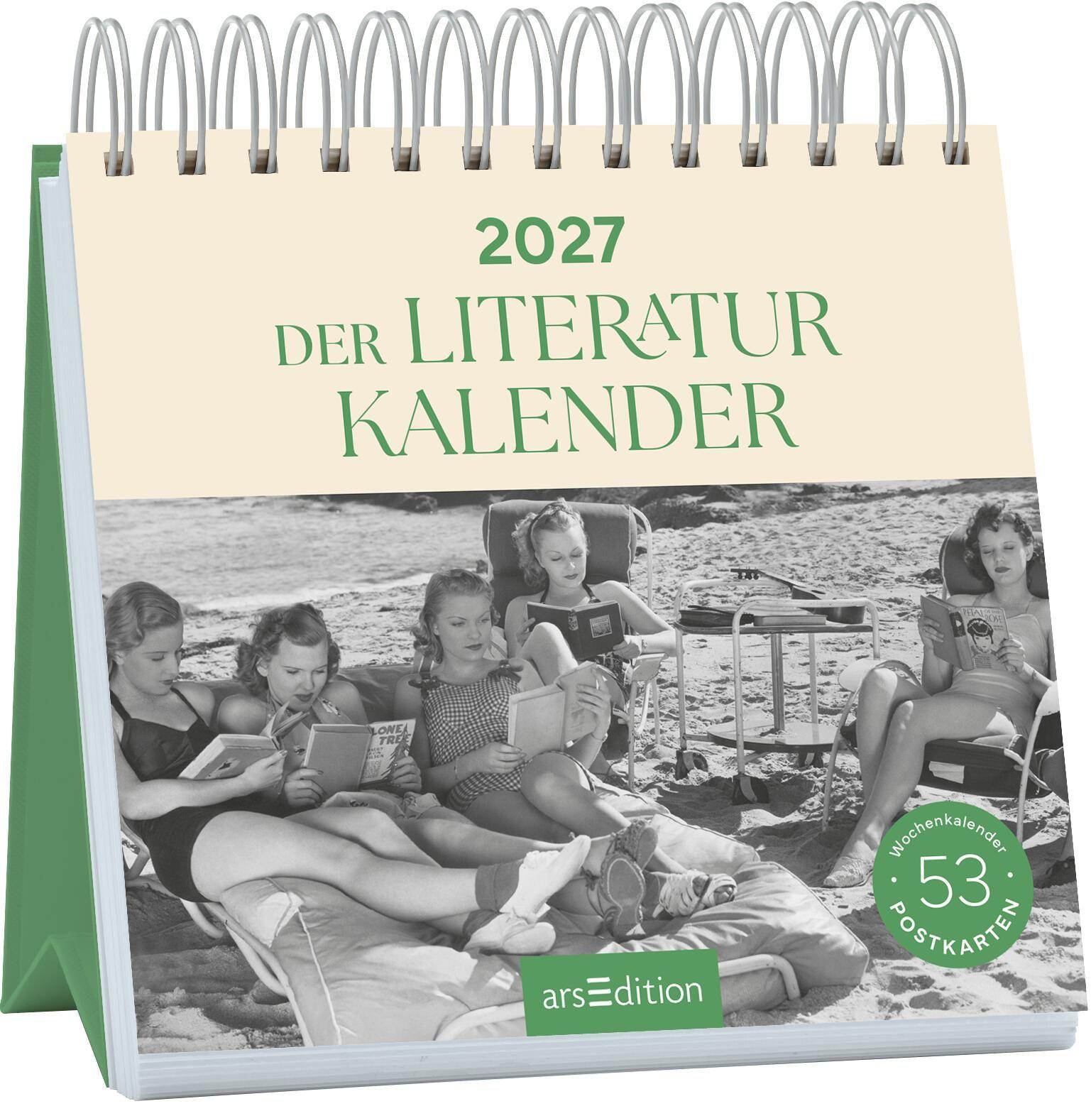 Vorderes Coverbild Postkartenkalender Der Literaturkalender 2027