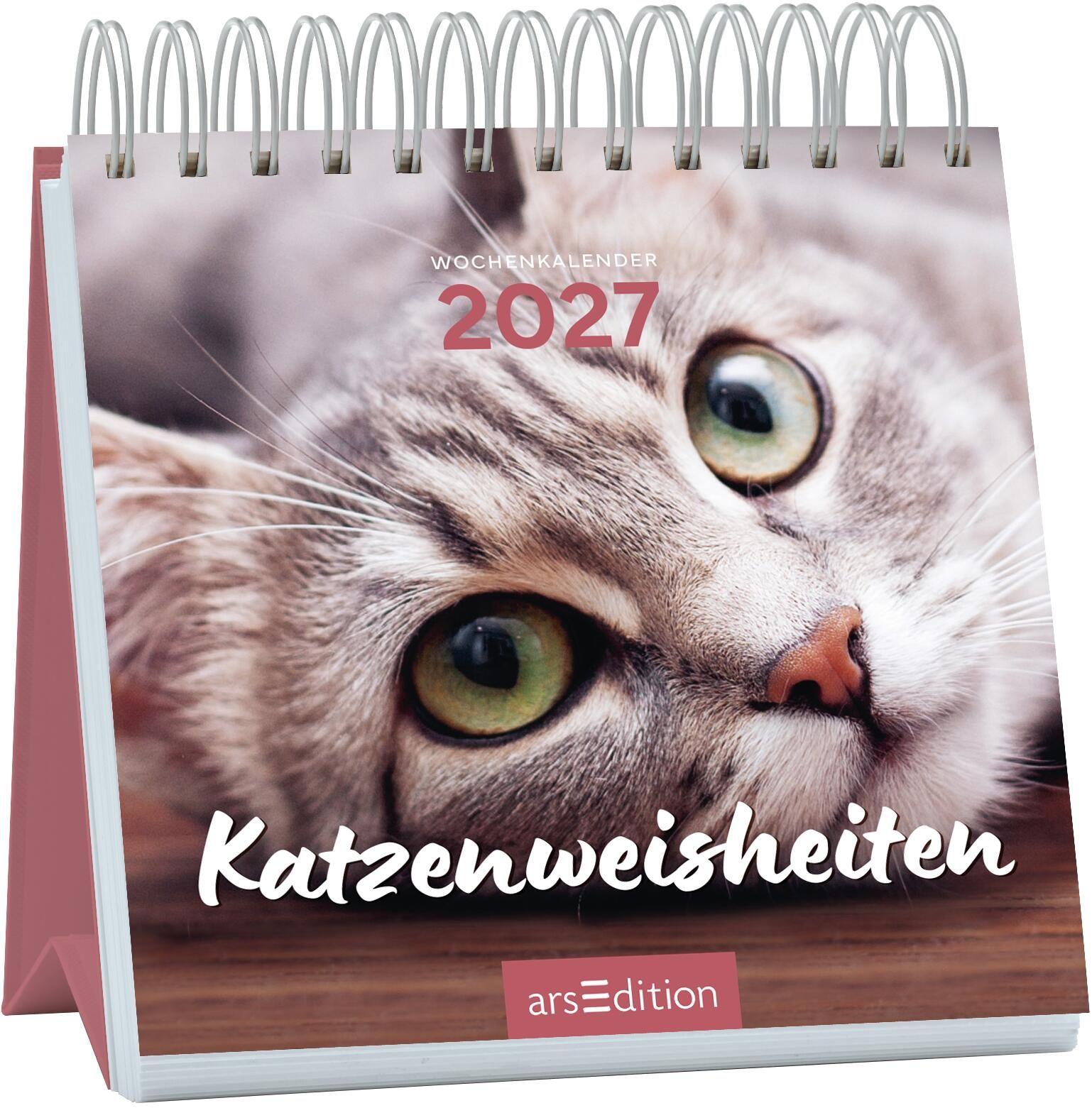 Vorderes Coverbild Mini-Wochenkalender Katzenweisheiten 2027