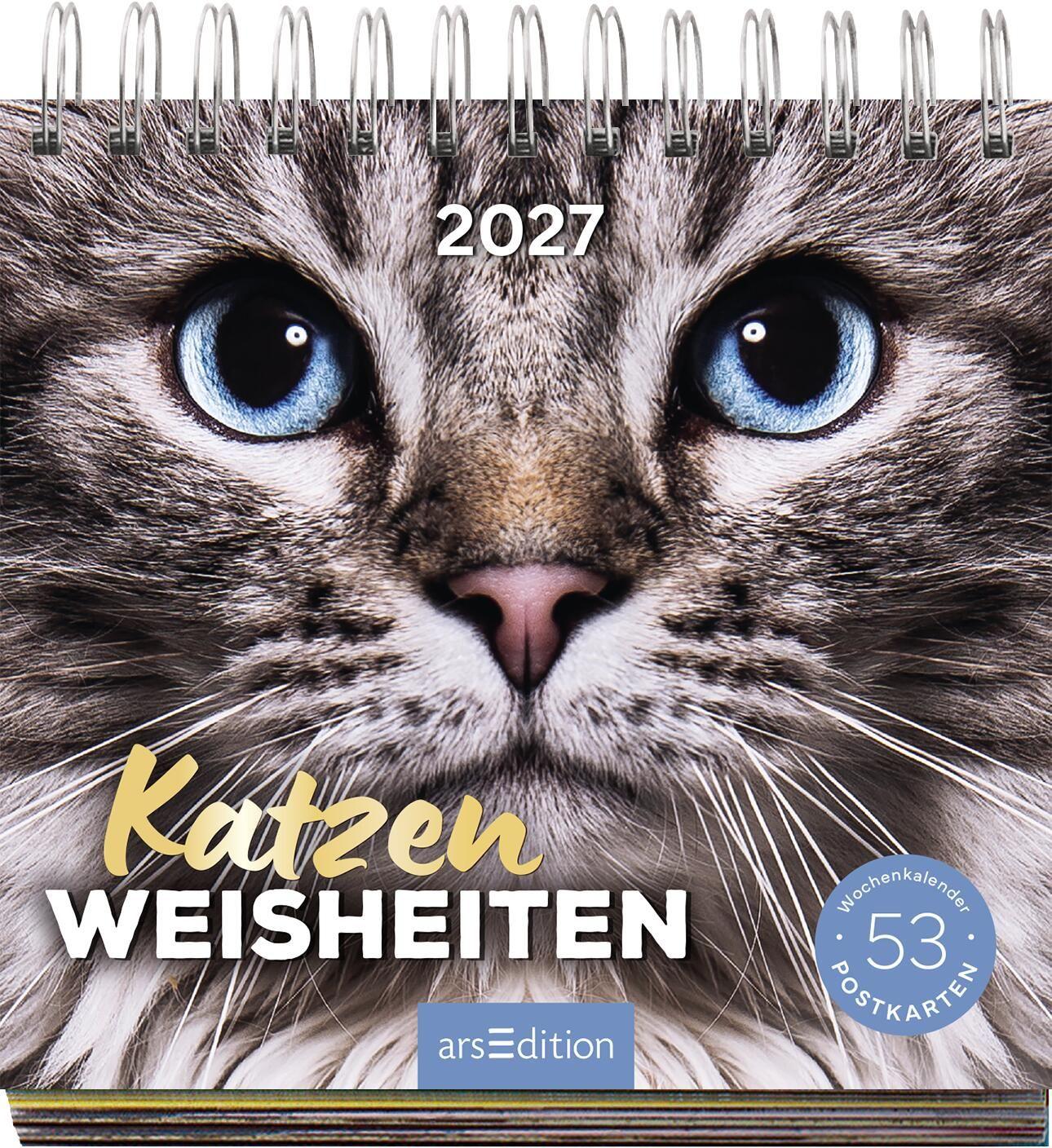 Beispielinhalt (Bild) Postkartenkalender Katzenweisheiten 2027