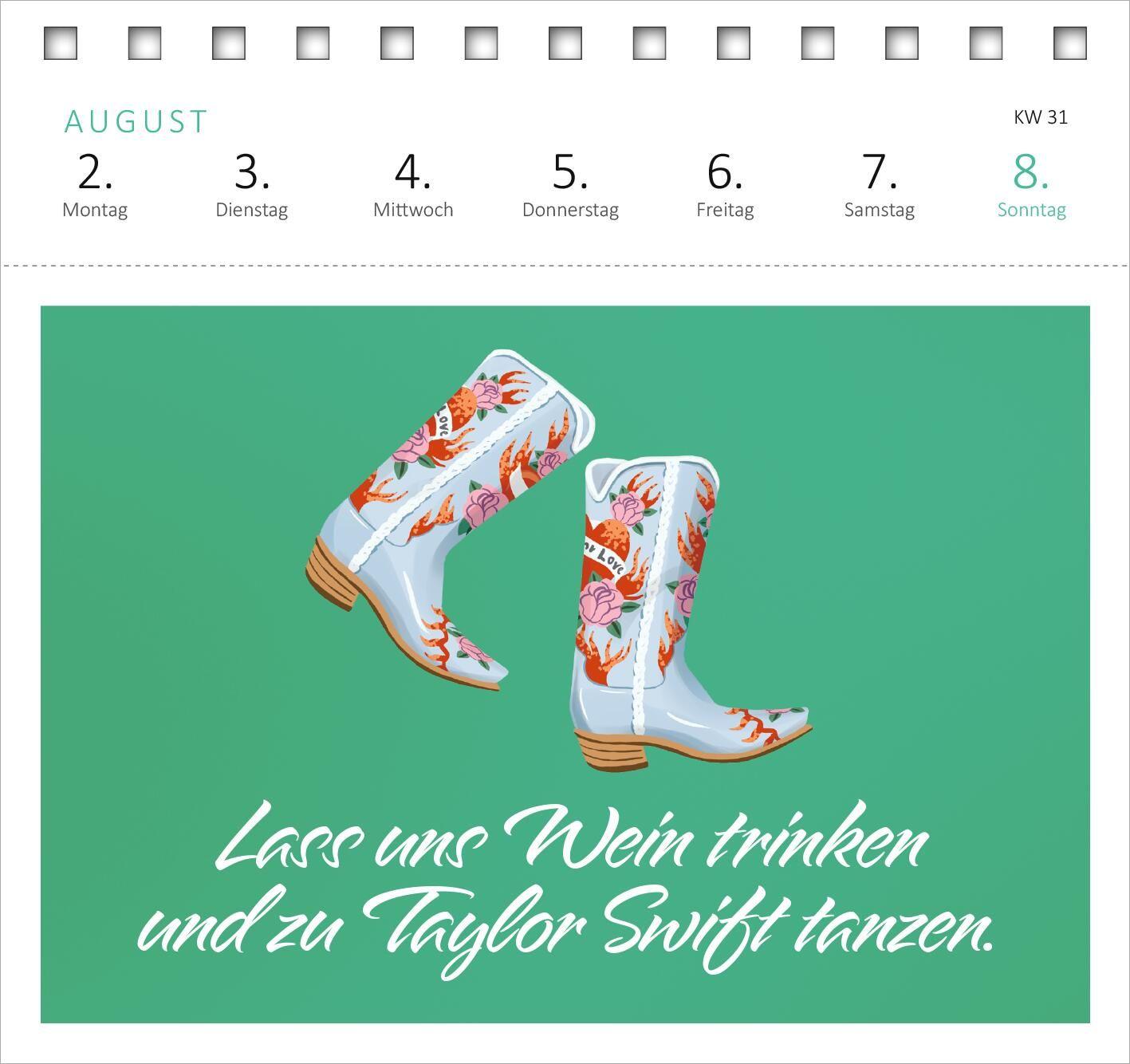 Beispielinhalt (Bild) Postkartenkalender 365 Tage mit Taylor Swift 2027