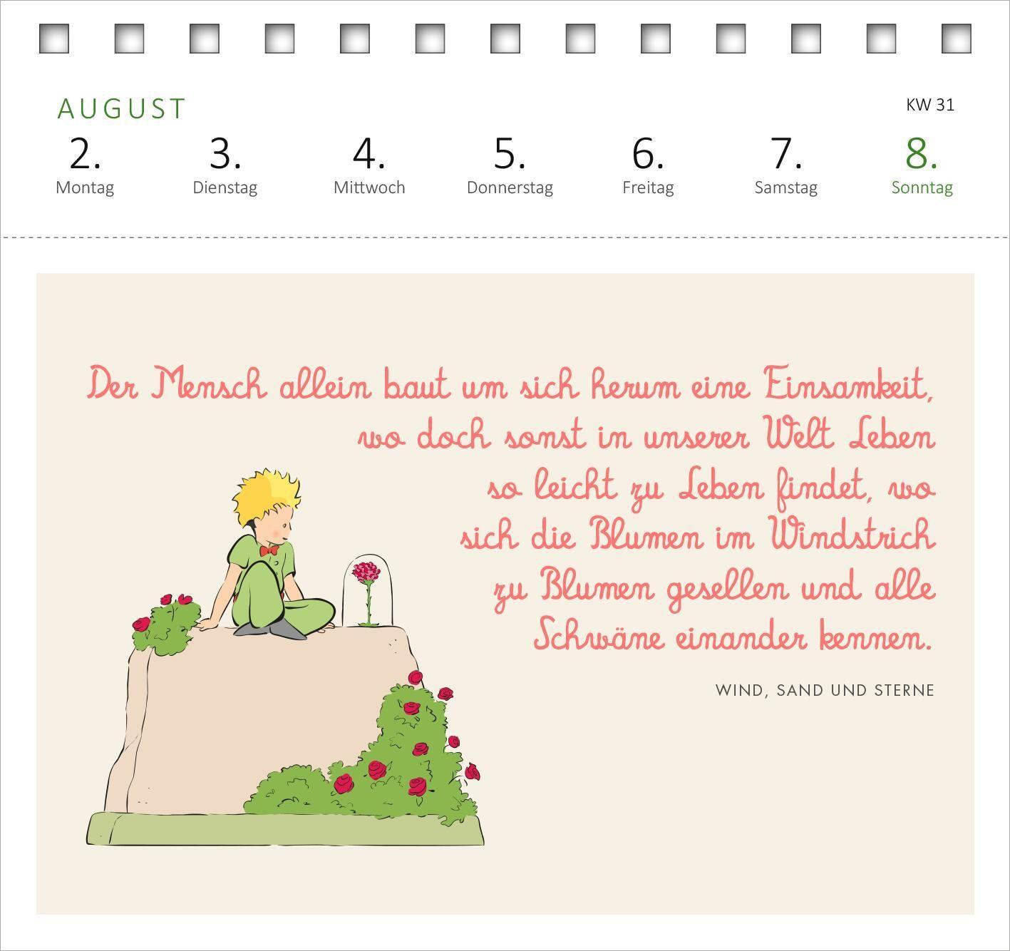 Beispielinhalt (Bild) Postkartenkalender Man sieht nur mit dem Herzen gut ... 2027