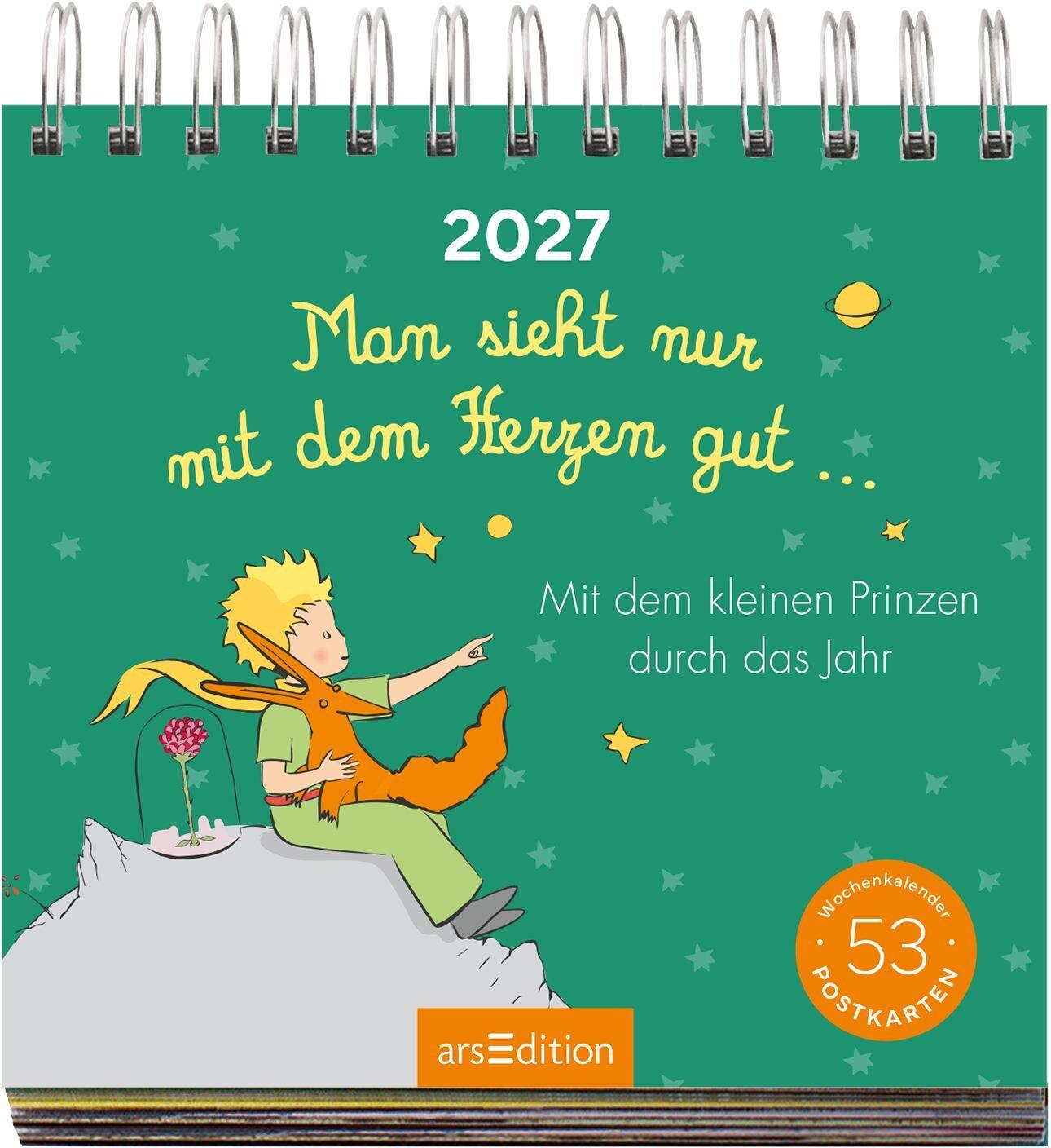 Beispielinhalt (Bild) Postkartenkalender Man sieht nur mit dem Herzen gut ... 2027