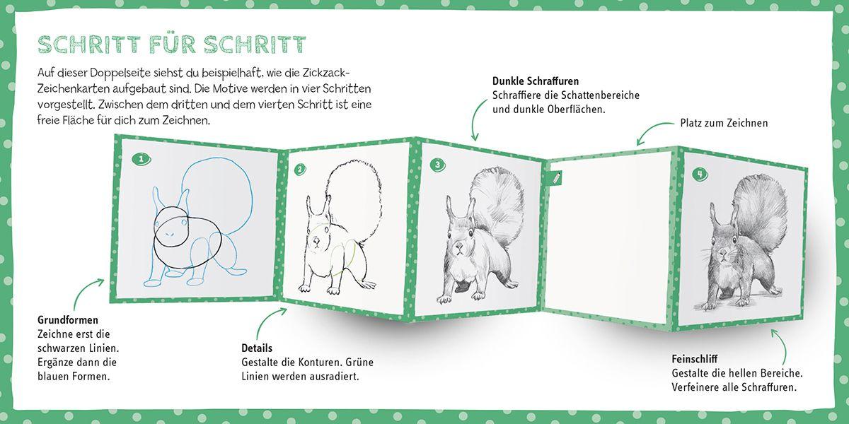 Beispielinhalt (Bild) Die Kunst des Zeichnens für Kinder Zickzack-Zeichenkarten