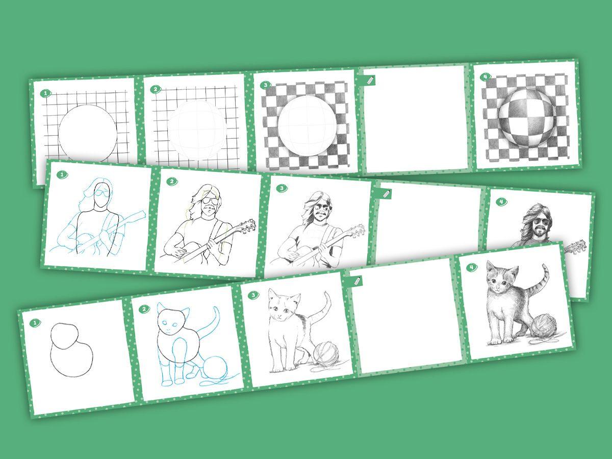 Beispielinhalt (Bild) Die Kunst des Zeichnens für Kinder Zickzack-Zeichenkarten