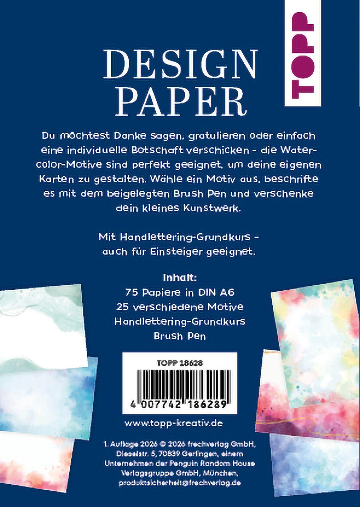 Beispielinhalt (Bild) Handlettering Design Paper World of Watercolor A6 mit Brush Pen