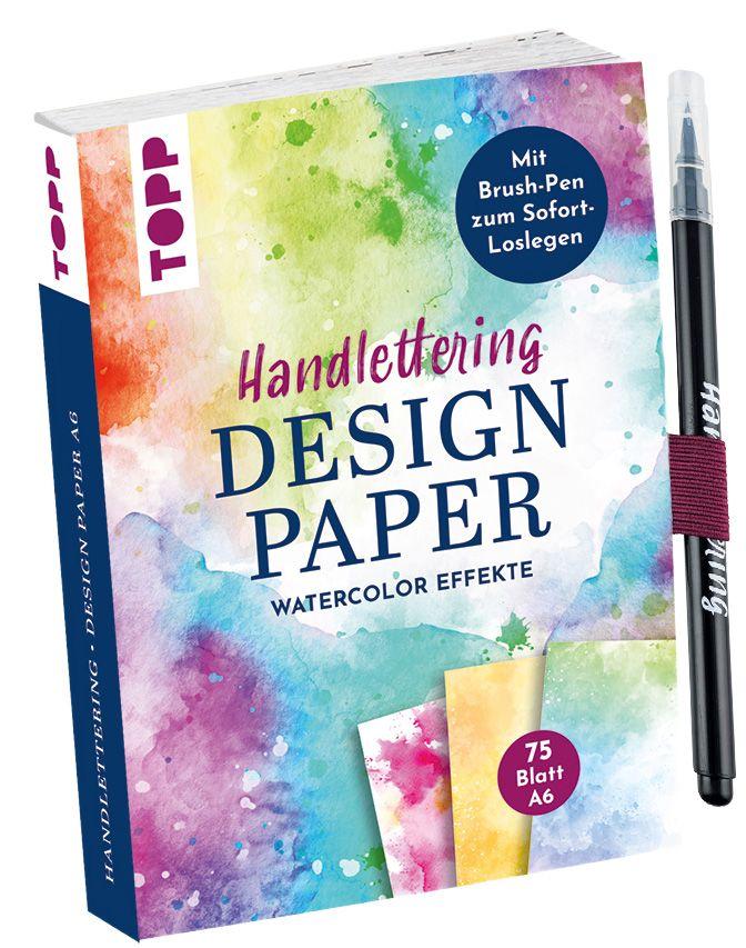 Vorderes Coverbild Handlettering Design Paper World of Watercolor A6 mit Brush Pen