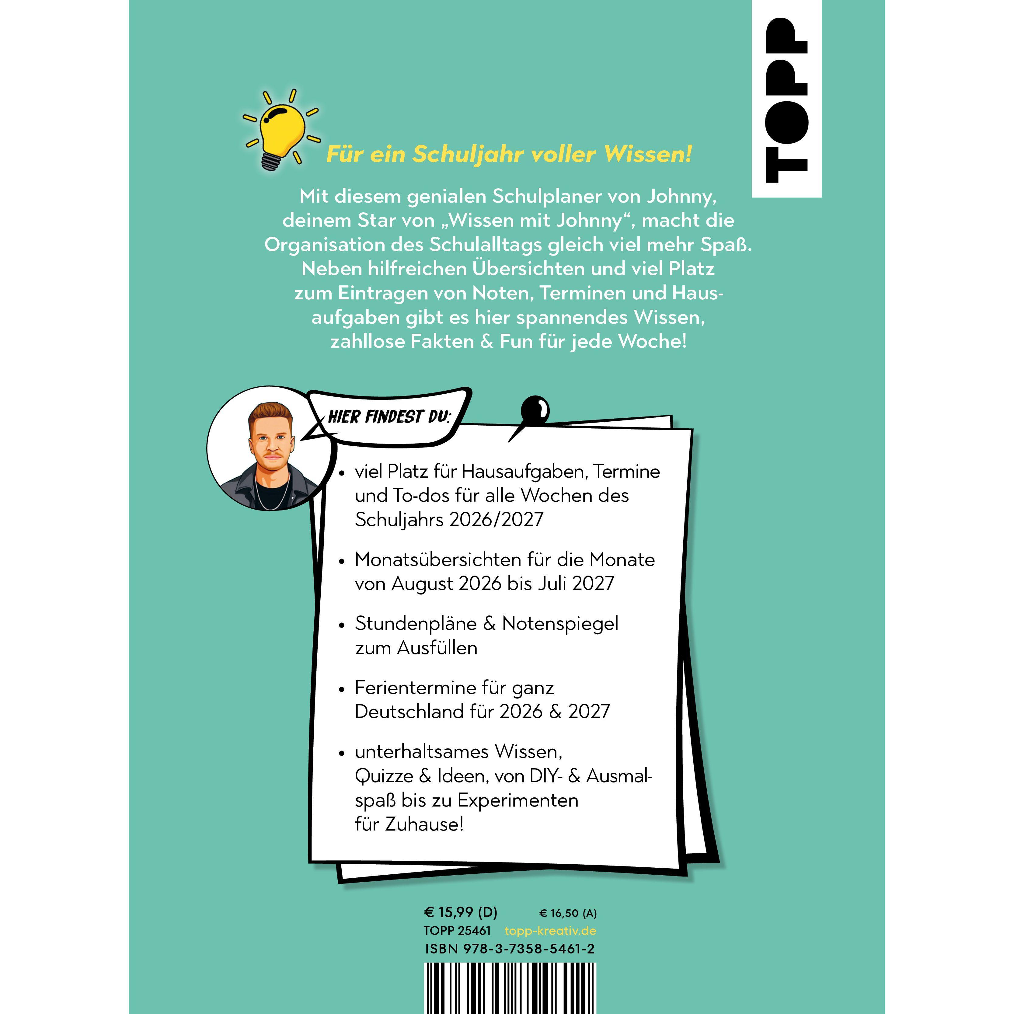Beispielinhalt (Bild) Wissen mit Johnny: Schulplaner 2026/2027