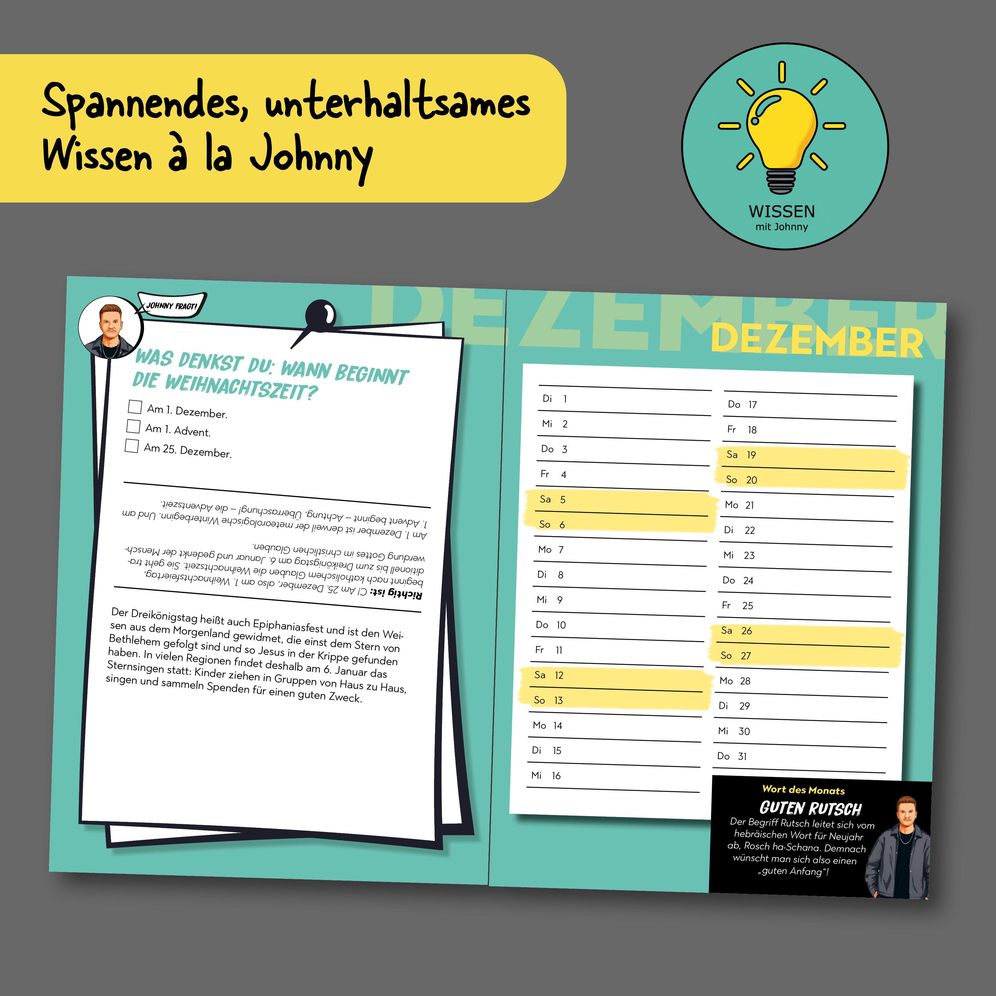 Beispielinhalt (Bild) Wissen mit Johnny: Schulplaner 2026/2027