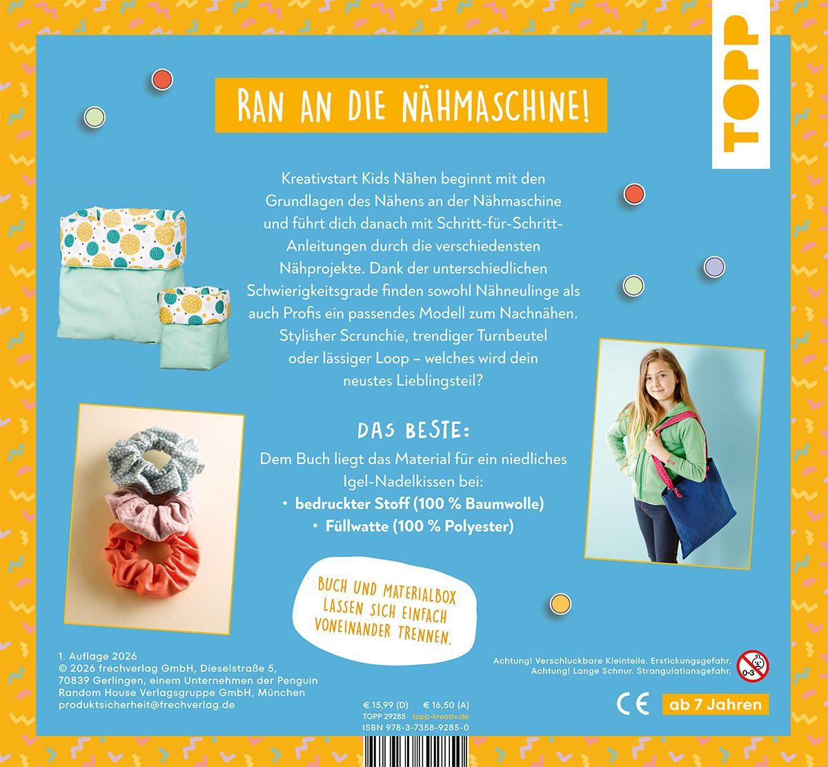 Beispielinhalt (Bild) Kreativstart Kids Nähen. Anleitungsbuch und Material