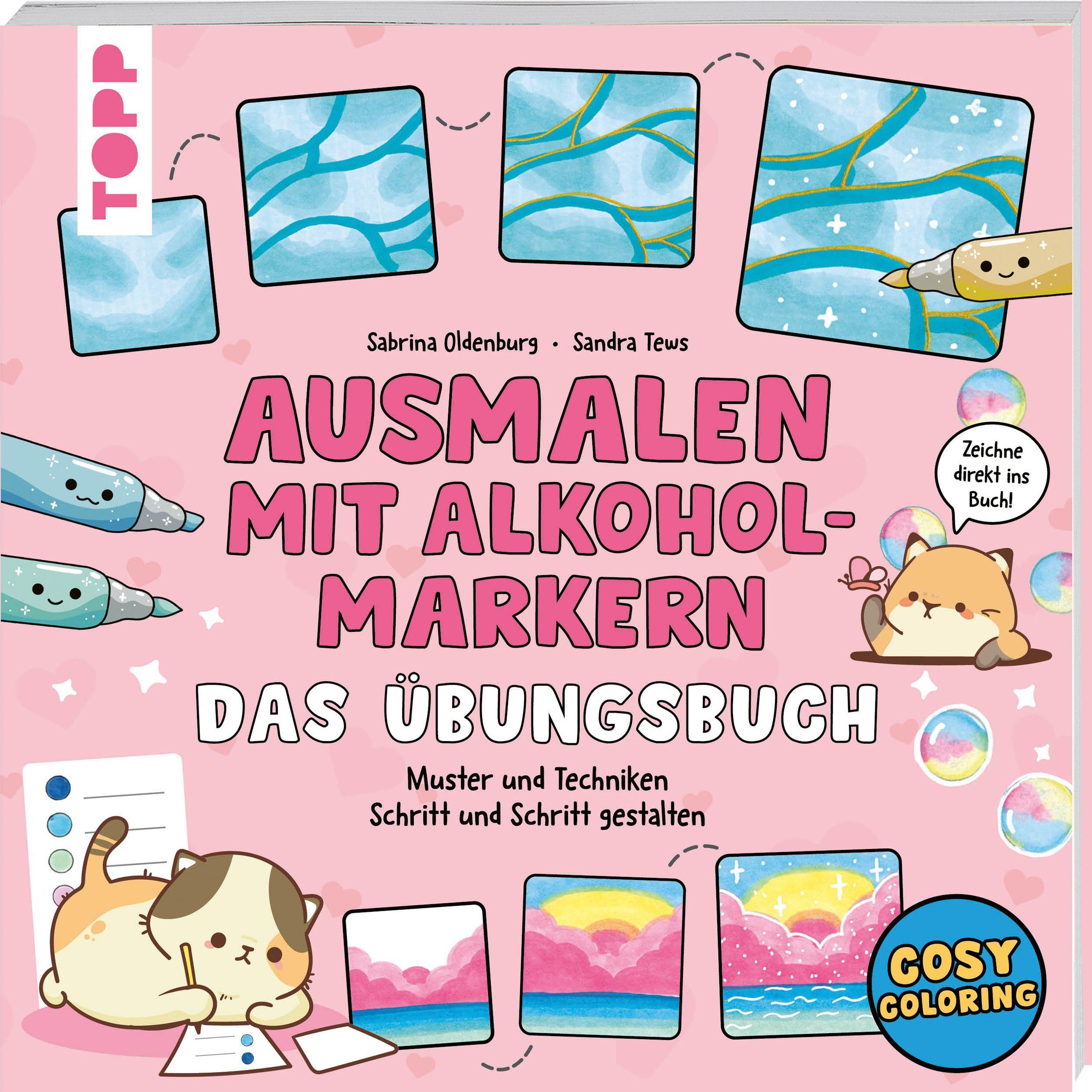 Vorderes Coverbild Ausmalen mit Alkoholmarkern - das Übungsbuch