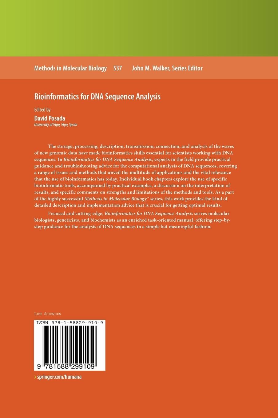 Rückseitencover Bioinformatics for DNA Sequence Analysis