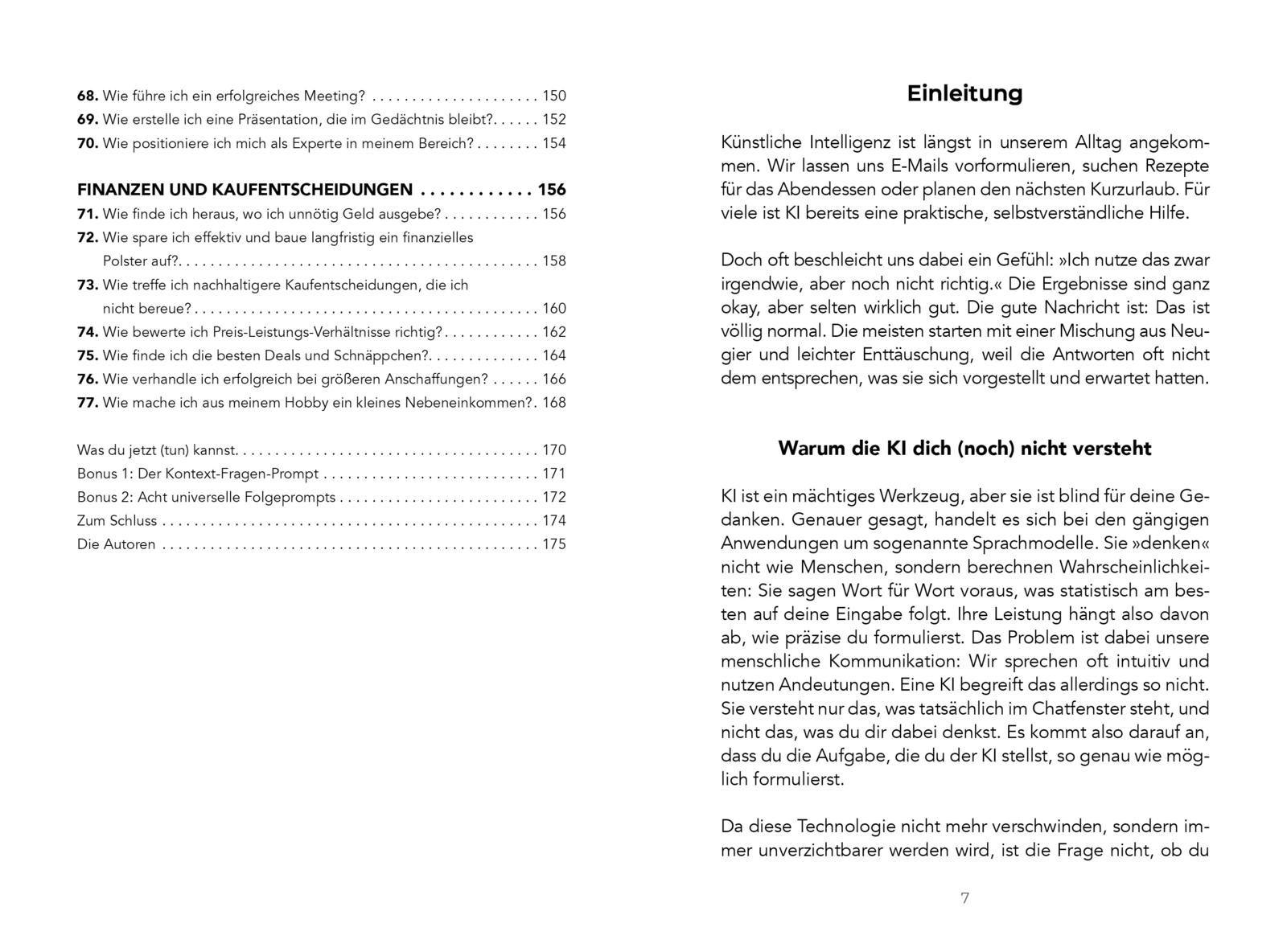 Beispielinhalt (Bild) Clever gefragt, prompt gelöst - die 77 besten Fragen an ChatGPT & Co.