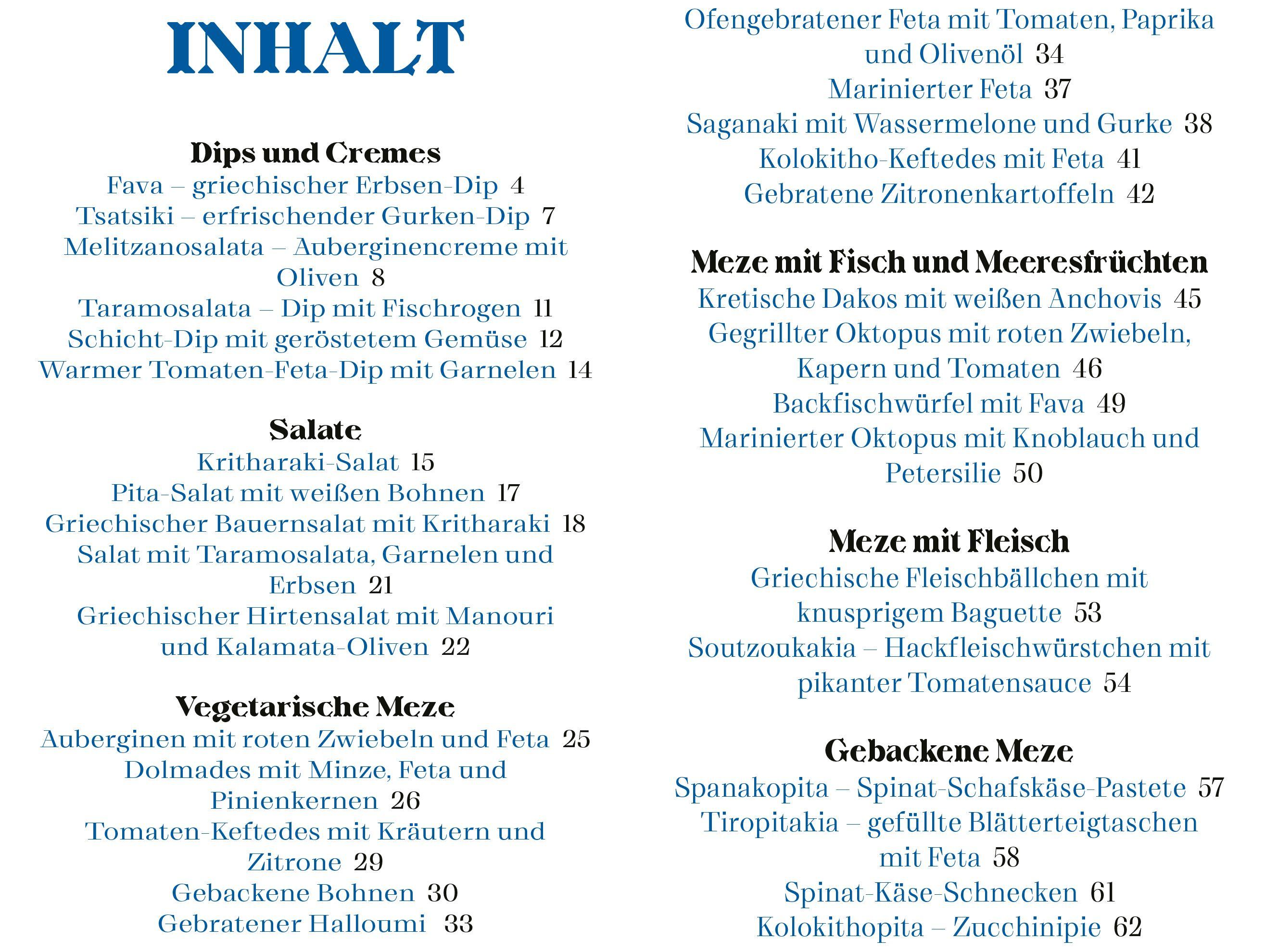 Beispielinhalt (Bild) Griechische Meze