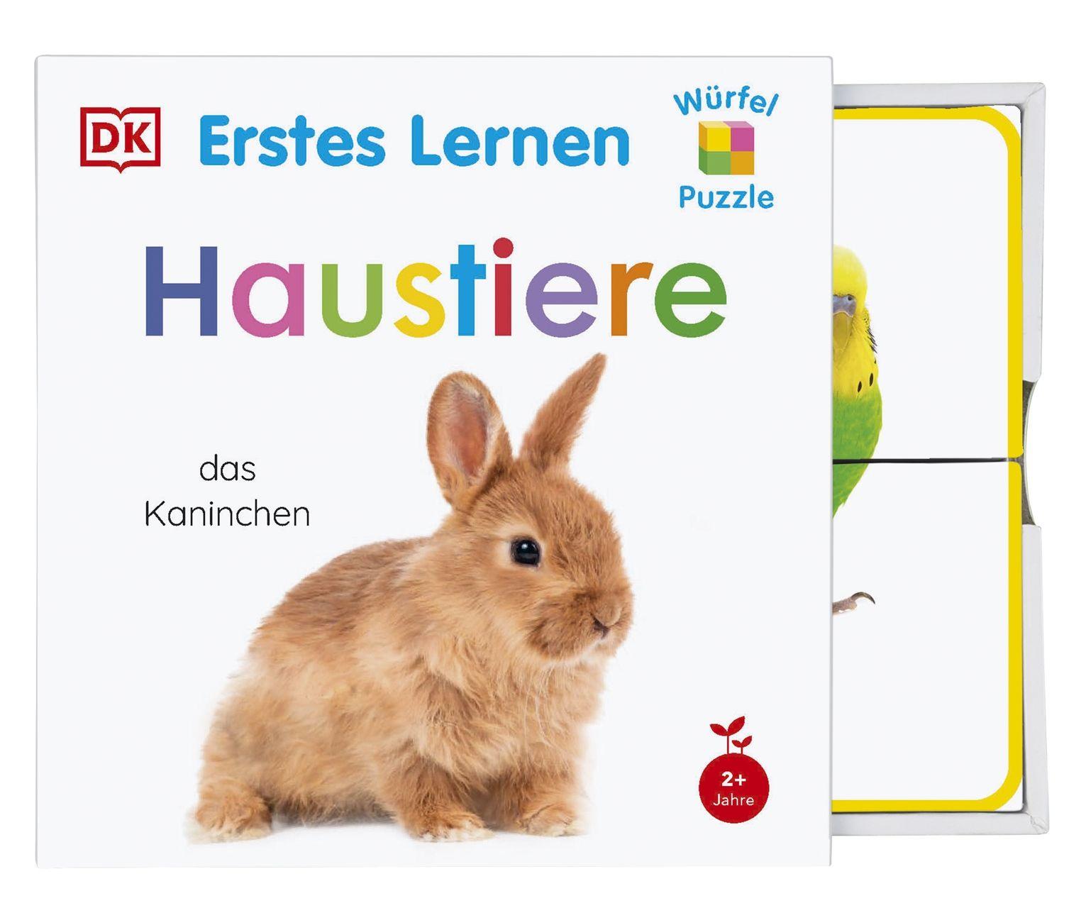 Vorderes Coverbild Erstes Lernen Würfelpuzzle. Haustiere