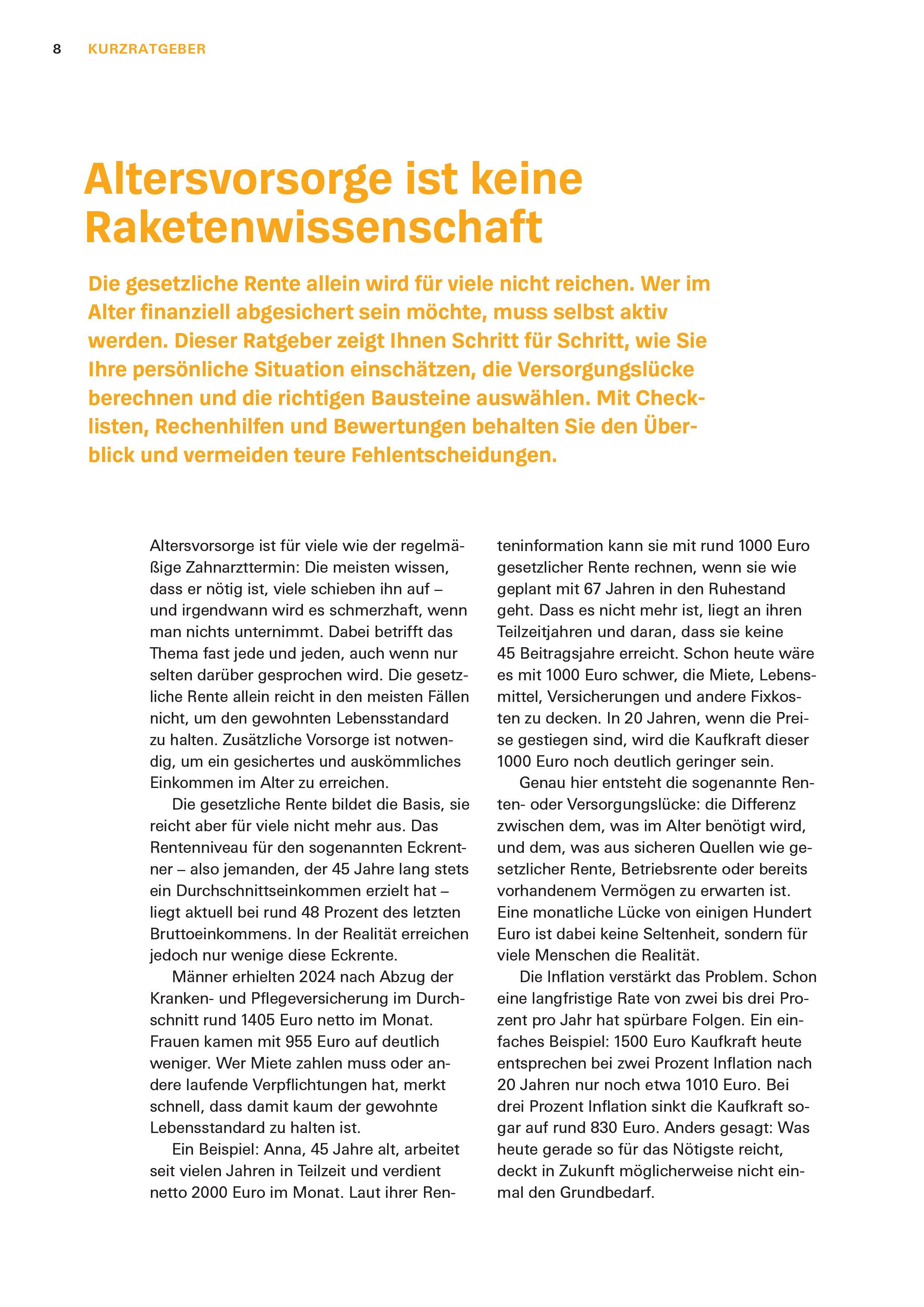 Beispielinhalt (Bild) Altersvorsorge: Das Set