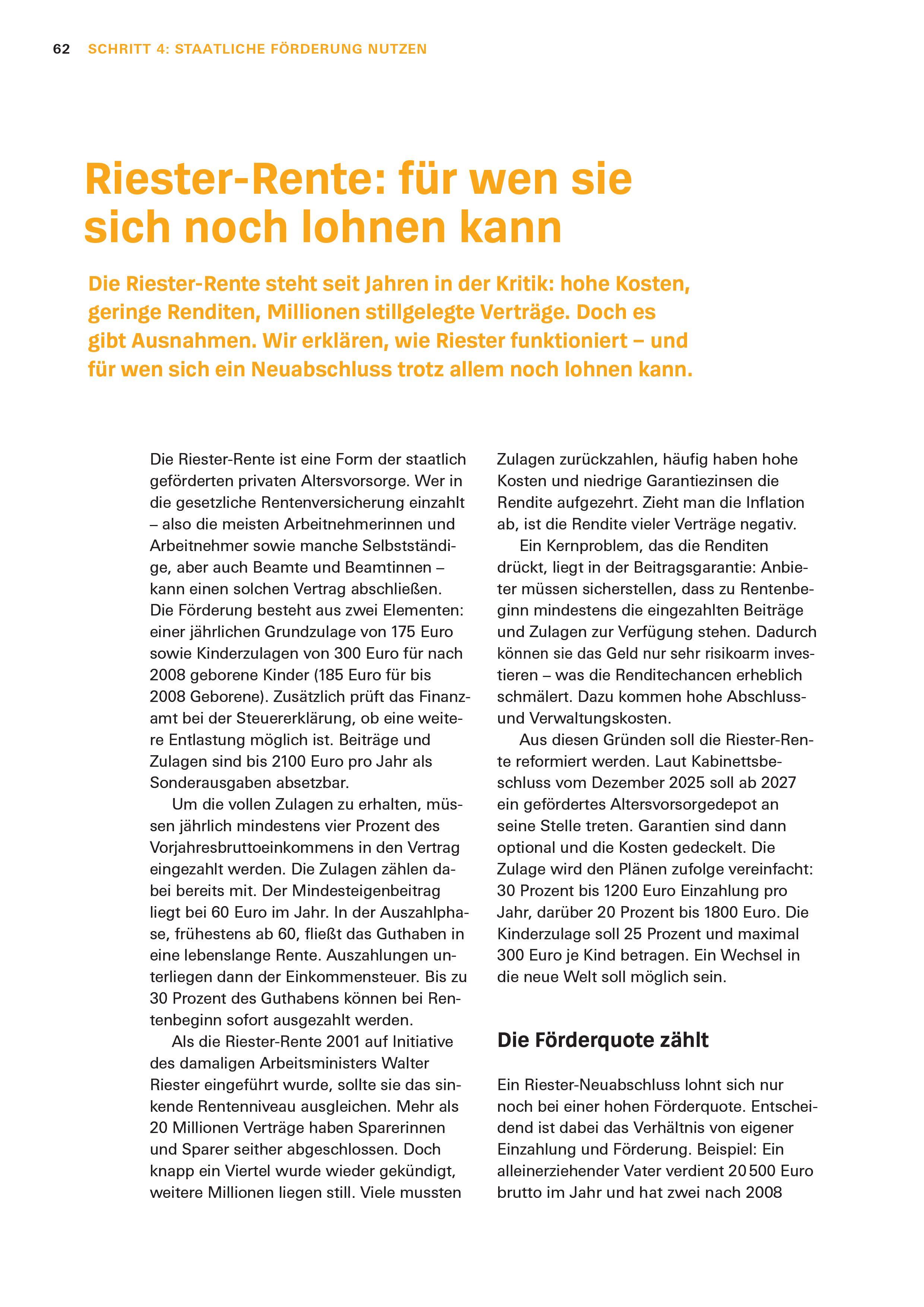 Beispielinhalt (Bild) Altersvorsorge: Das Set