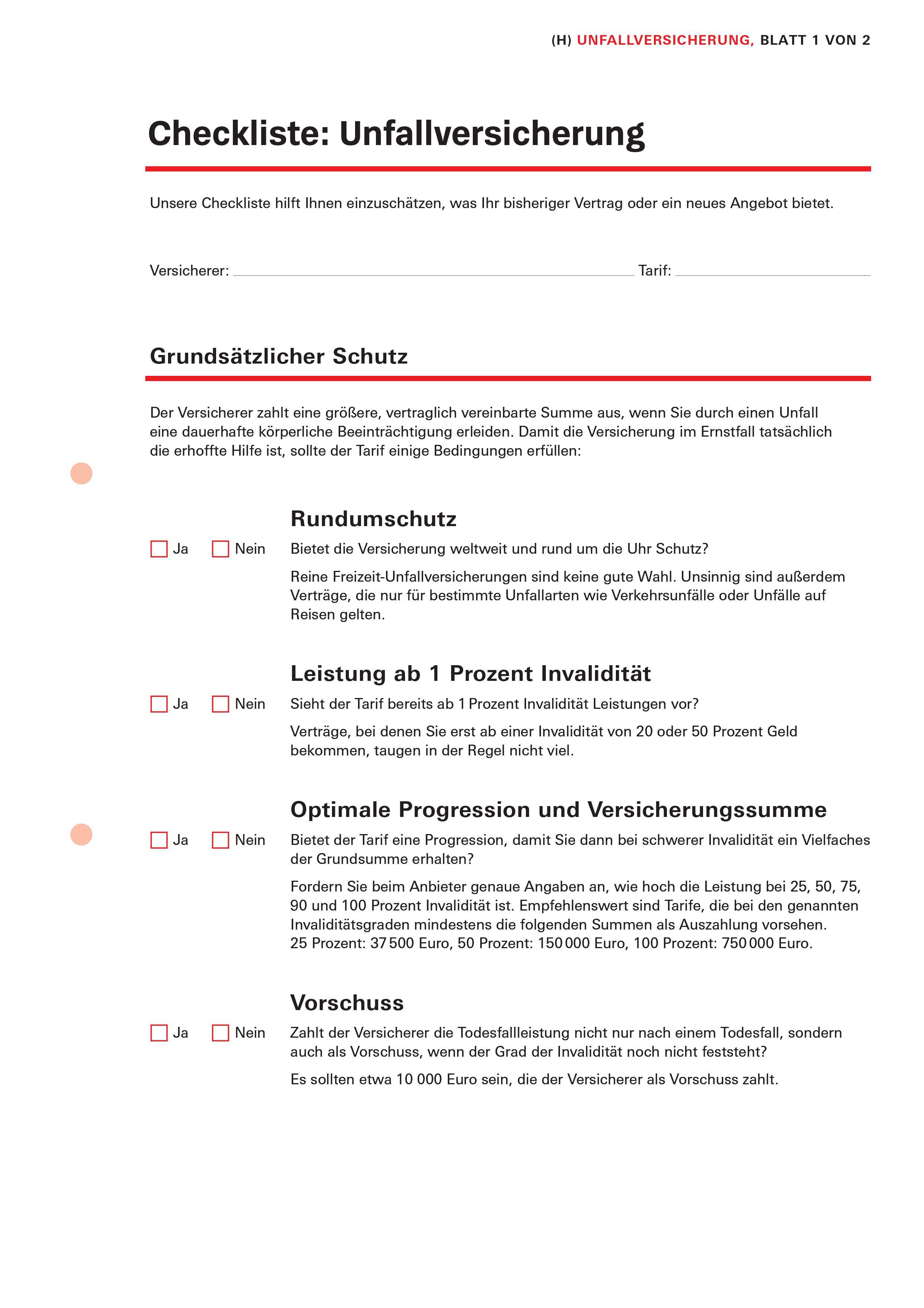 Beispielinhalt (Bild) Das Versicherungs-Set