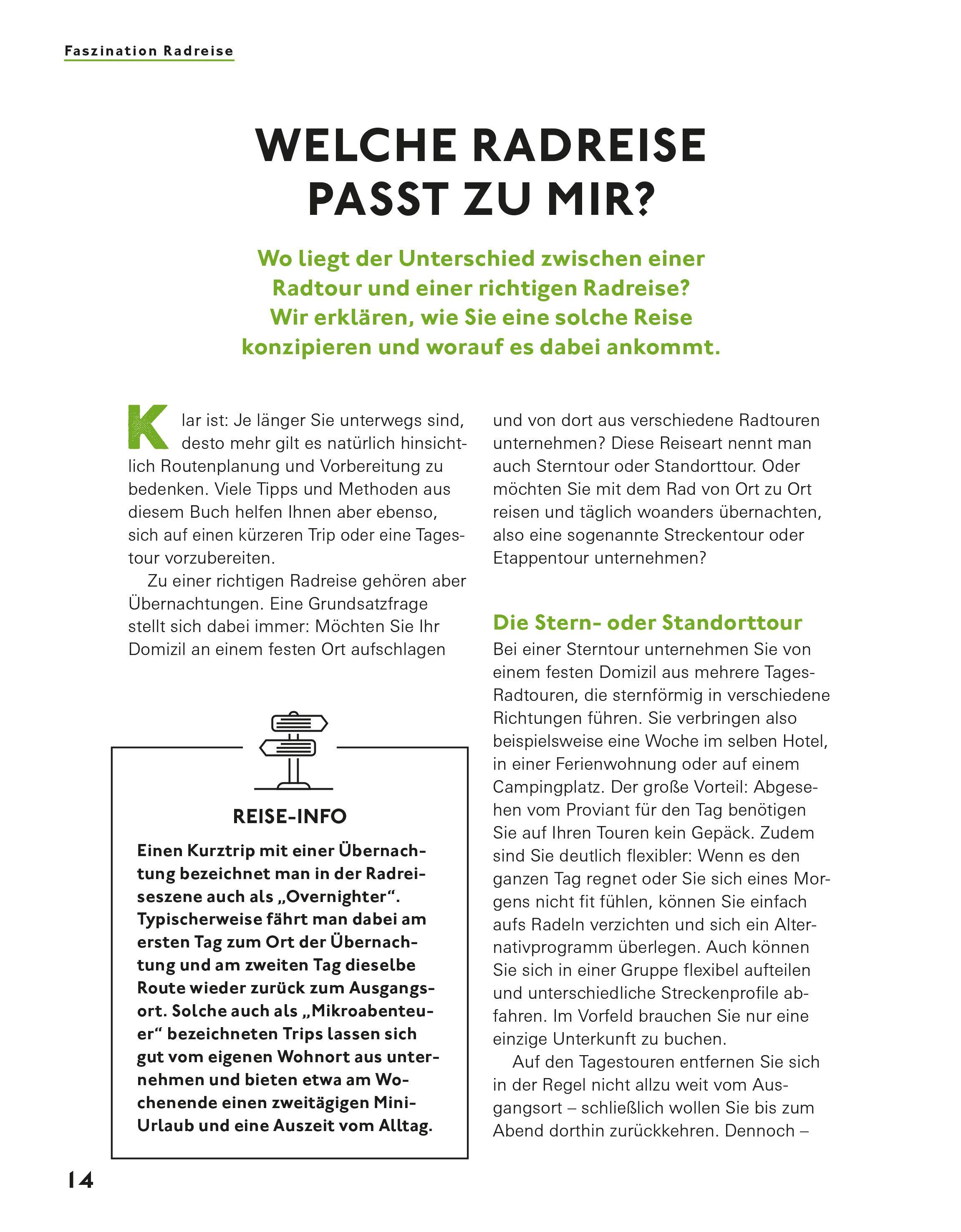 Beispielinhalt (Bild) Radreisen mit dem E-Bike